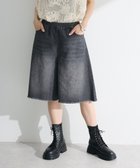 【グリーンパークス/Green Parks】の・DOUBLE FLAGS ワイドデニムハーフパンツ Black|ID: prp329100004614619 ipo3291000000033043959