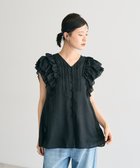 【イェッカ ヴェッカ/YECCA VECCA】のラッフルVネックブラウス Black|ID: prp329100004614649 ipo3291000000033044191