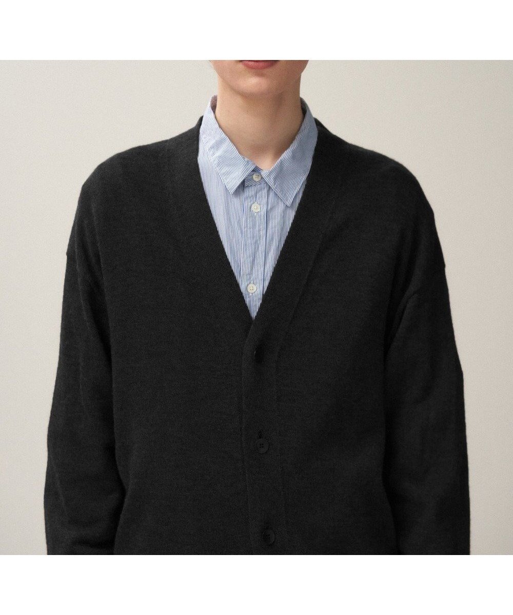 【エイトン/ATON】のWOOL WASHI オーバーサイズカーディガン - UNISEX インテリア・キッズ・メンズ・レディースファッション・服の通販 founy(ファニー) 　ファッション　Fashion　レディースファッション　Fashion for Women　トップス・カットソー　Cut & Sew Tops　カーディガン・羽織り　Layered Style Cardigans　カーディガン　Cardigan, Knitwear　ユニセックス　Unisex, Genderless　リネン　Linen, Linen Fabric　A/W・秋冬　Autumn/Winter　S/S・春夏　SS, Spring/Summer, Warm Season　新作・新入荷　New Arrivals / New In　夏　Summer　BLACK|ID: prp329100004614672 ipo3291000000033044330