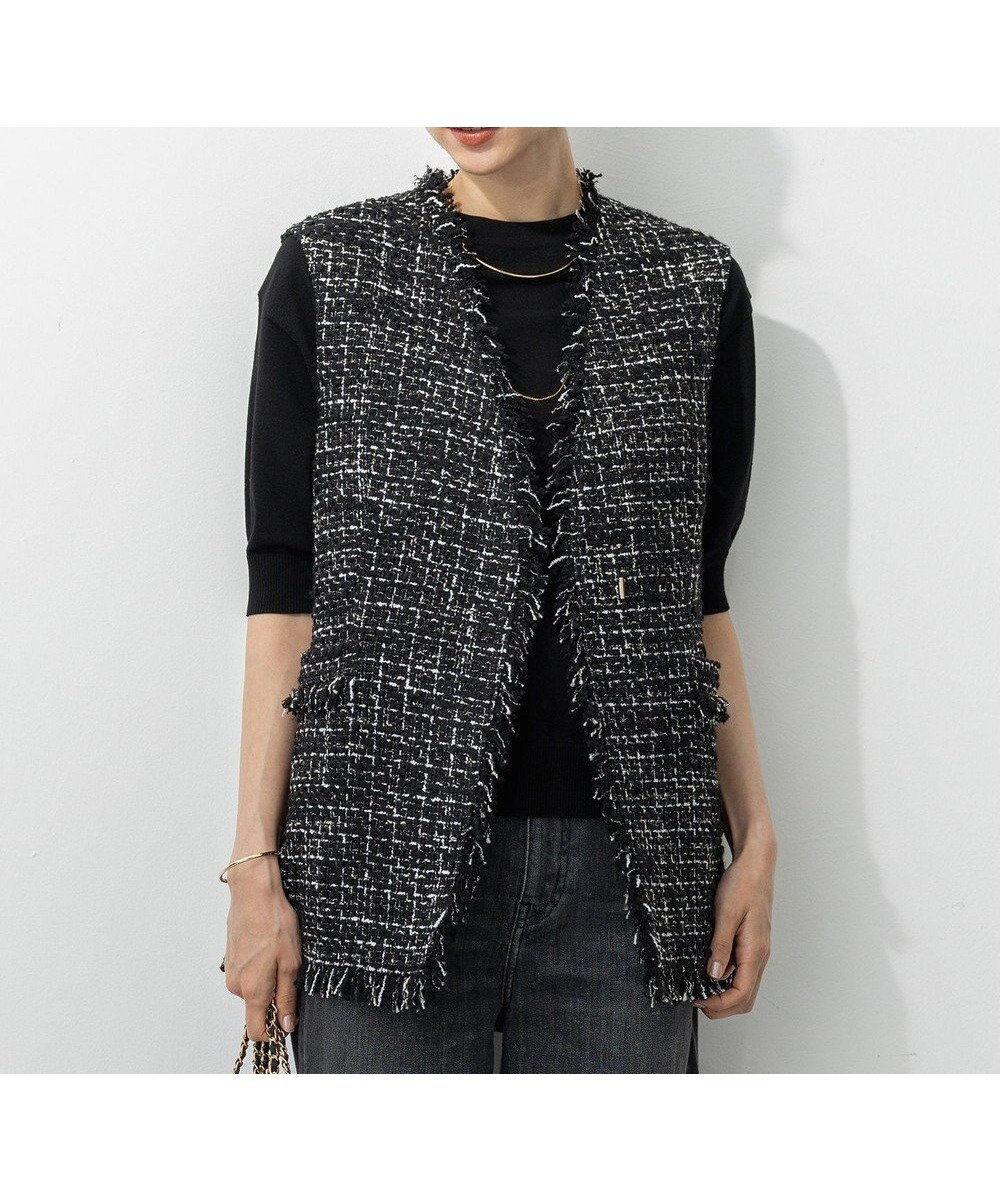 【23区/NIJYUSANKU】のGIOLICA オータム ツイード ジレ インテリア・キッズ・メンズ・レディースファッション・服の通販 founy(ファニー) 　ファッション　Fashion　レディースファッション　Fashion for Women　アウター　Coat / Outerwear Collection　レディースジャケット・軽アウター　Jackets　イタリア　Italy　オータム　Autumn Fashion　秋　Autumn　クラシック　Classic, Timeless Style　ジャケット　Jacket, Outerwear　ツイード／ツィード　Choker, Choker Necklace　ツイード　Twill, Twill Weave　テクスチャー　Texture, Textured Fabric　デニム　Denim, Jeans Material　トレンド　Trend, Trending Now　フランス　France, French　フリンジ　Fringe, Tassel　ミックス　Mix, Mixed Style　モノトーン　Monotone, Black and White　A/W・秋冬　Autumn/Winter　エレガント 上品　Elegant　2025年　2025　2025-2026秋冬・A/W　Autumn/Winter 2025–26 AW25–26　モノトーンミックス|ID: prp329100004614700 ipo3291000000033044537