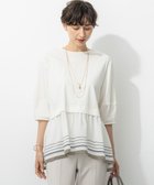 【23区/NIJYUSANKU】の【汗じみ防止加工】スカーフプリントコンビ ヘムデザイン チュニック アイボリー×ライトカーキ|ID:prp329100004614704