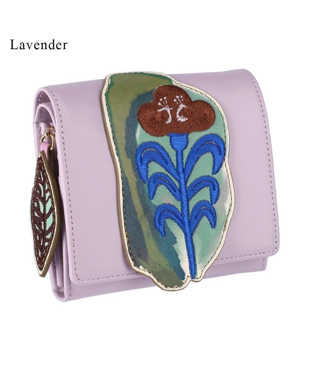 【ツモリチサト キャリー/tsumori chisato CARRY】の花ししゅう 2つ折り財布 インテリア・キッズ・メンズ・レディースファッション・服の通販 founy(ファニー) 　ファッション　Fashion　レディースファッション　Fashion for Women　ミニ財布・二つ折り財布　Wallets & Card Cases　再入荷　Restock / Back in Stock　財布　Wallet, Purse　ラベンダー|ID: prp329100004615117 ipo3291000000033049543
