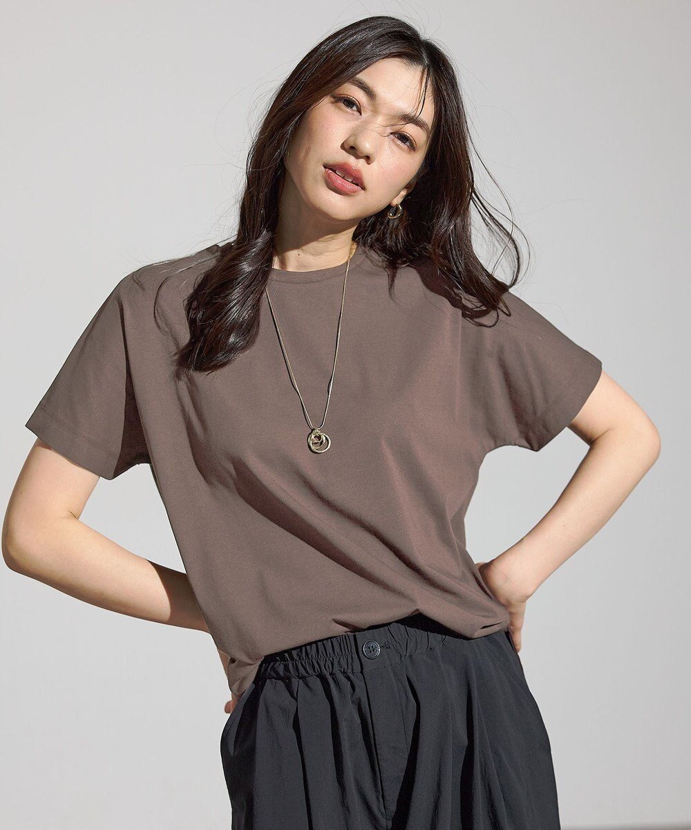 【エニィファム/any FAM】の【洗濯機可/接触冷感/UVケア】エニィファンクションドルマンスリーブTシャツ インテリア・キッズ・メンズ・レディースファッション・服の通販 founy(ファニー) 　ファッション　Fashion　レディースファッション　Fashion for Women　トップス・カットソー　Cut & Sew Tops　シャツ・ブラウス・オフィスカジュアル　Elegant Blouses & Button-Ups　ロングTシャツ・Tシャツ　Longline T-Shirts & Tees　カットソー・ベーシックTシャツ　Cut-and-Sewn Tops / Stretch Tees & Basics　新作・新入荷　New Arrivals / New In　おすすめ　Recommended / Our Picks　インナー　Innerwear　カットソー　Cut and Sewn Top　サロペット　Overalls, Salopette　プリント　Print, Printed Pattern　夏　Summer　春　Spring　S/S・春夏　SS, Spring/Summer, Warm Season　ブラウン|ID: prp329100004615174 ipo3291000000033051272
