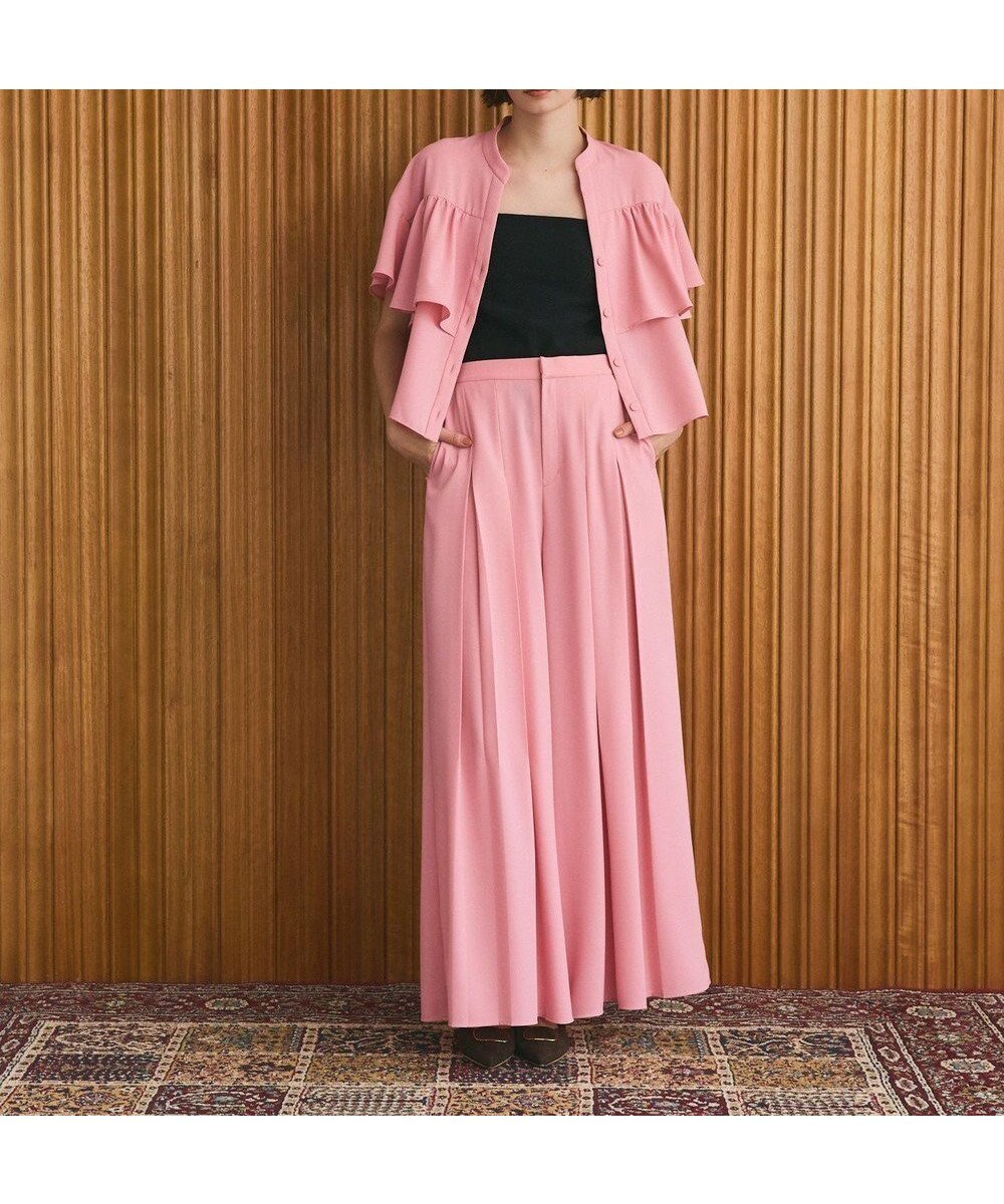 【グレース コンチネンタル/GRACE CONTINENTAL】のボックスプリーツパンツ インテリア・キッズ・メンズ・レディースファッション・服の通販 founy(ファニー) 　ファッション　Fashion　レディースファッション　Fashion for Women　パンツ　Pants & Trousers　おすすめ　Recommended / Our Picks　なめらか　Smooth, Silky Texture　サテン　Satin, Glossy Fabric　セットアップ　Set-Up, Coordinated Outfit　プリーツ　Pleats, Pleated　ボックス　Boxy, Box Shape　ワイド　Wide, Wide Fit　夏　Summer　春　Spring　S/S・春夏　SS, Spring/Summer, Warm Season　ピンク|ID: prp329100004615233 ipo3291000000033367768