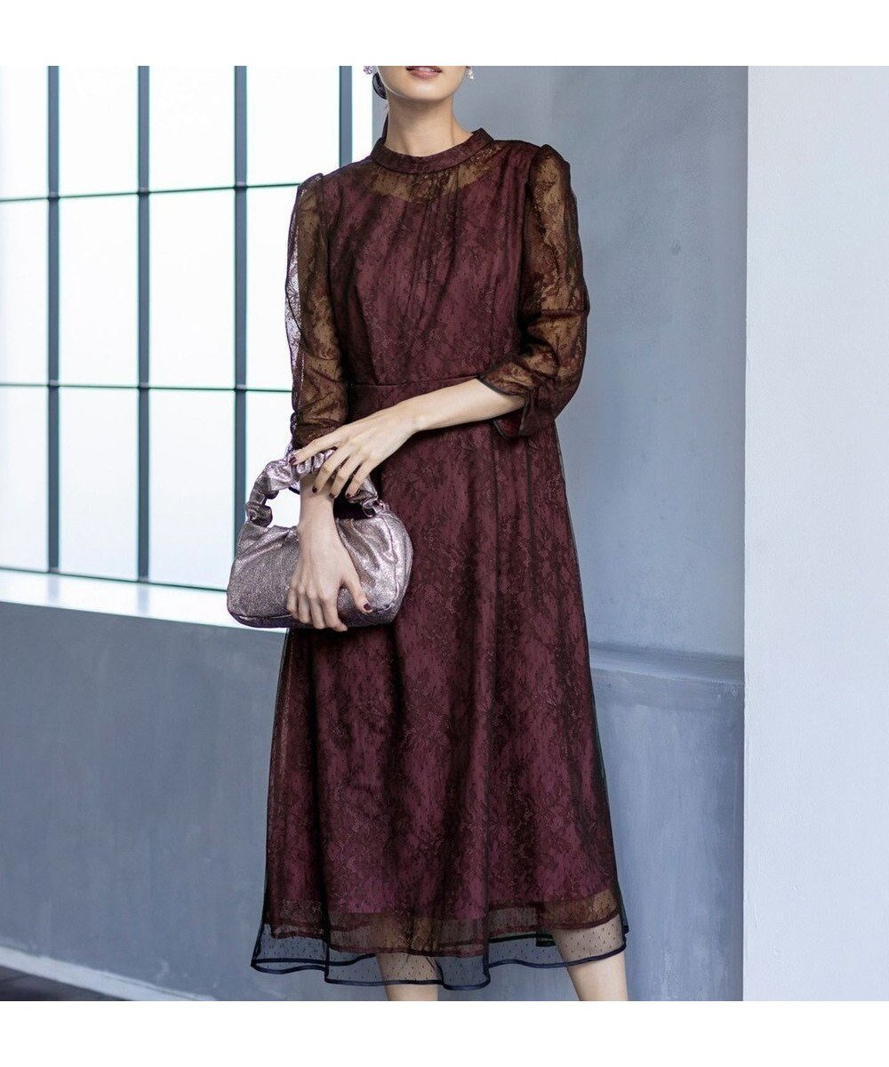 【エニィ スィス/any SiS】の【Lily calin】バイカラードットチュール ドレス 人気、トレンドファッション・服の通販 founy(ファニー) 　ファッション　Fashion　レディースファッション　Fashion for Women　ワンピース　Dresses　フォーマル・パーティードレス・結婚式用ドレス　Elegant & Casual Dresses　ウォッシャブル　Machine Washable　クラシカル　Classical, Vintage-Inspired　サテン　Satin, Glossy Fabric　ドレス　Dress, One-Piece　レース　Lace, Lace Fabric　A/W・秋冬　Autumn/Winter　エレガント 上品　Elegant　新作・新入荷　New Arrivals / New In　結婚式　Wedding　 other-1|ID: prp329100004615313 ipo3291000000034818894