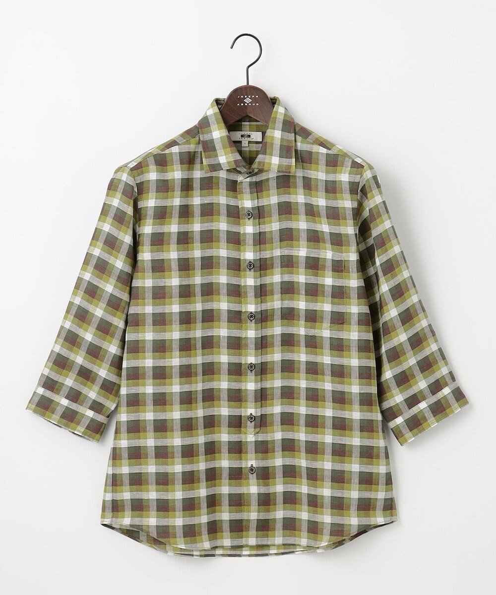 【ジョセフ アブード/JOSEPH ABBOUD / MEN】の【麻100%】リネンチェック シャツ インテリア・キッズ・メンズ・レディースファッション・服の通販 founy(ファニー) 　ファッション　Fashion　メンズファッション　Fashion for Men　トップス・カットソー　Cut & Sew Tops　メンズシャツ　Shirts　おすすめ　Recommended / Our Picks　シャンブレー　Chambray, Denim-Like Fabric　チェック　Check, Plaid, Tartan　リネン　Linen, Linen Fabric　ワイド　Wide, Wide Fit　夏　Summer　春　Spring　S/S・春夏　SS, Spring/Summer, Warm Season　カーキ系3|ID: prp329100004616152 ipo3291000000033062297