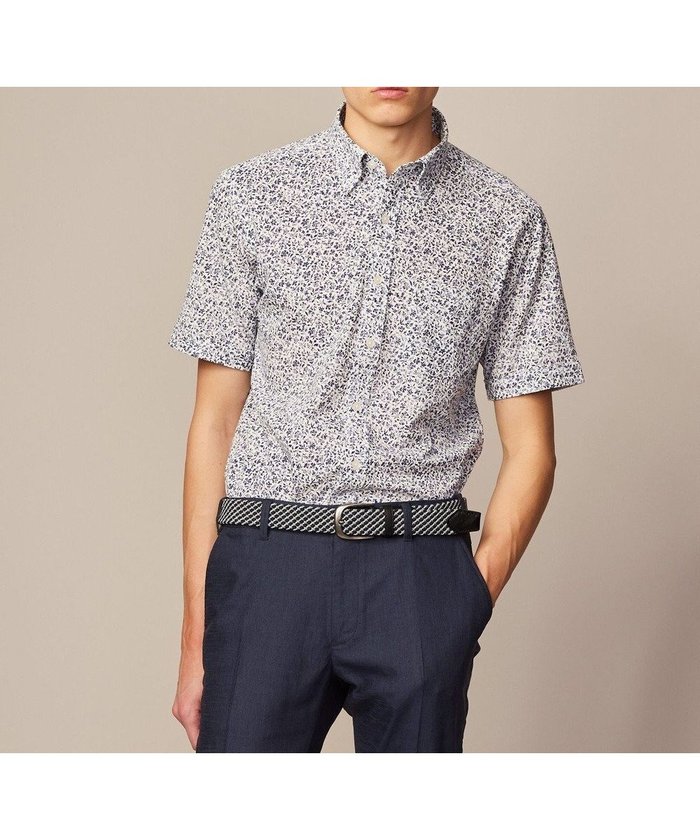 【ジョセフ アブード/JOSEPH ABBOUD / MEN】の【吸水速乾/イージーケア】シャンブレープリント ジャージ シャツ インテリア・キッズ・メンズ・レディースファッション・服の通販 founy(ファニー) https://founy.com/ ファッション Fashion メンズファッション Fashion for Men トップス・カットソー Cut & Sew Tops メンズシャツ Shirts 春 Spring 吸水 Absorbent, Quick-Dry 抗菌 Antibacterial, Bacteria-Resistant 鹿の子 Piqué, Kanoko Fabric シャンブレー Chambray, Denim-Like Fabric ジャケット Jacket, Outerwear フラワー Flower, Floral プリント Print, Printed Pattern 半袖 Short Sleeve, Half Sleeve モチーフ Motif, Design Theme S/S・春夏 SS, Spring/Summer, Warm Season 夏 Summer |ID: prp329100004616189 ipo3291000000033487323