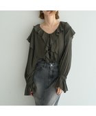 【イェッカ ヴェッカ/YECCA VECCA】のラッフルリボンロングブラウス 人気、トレンドファッション・服の通販 founy(ファニー) ファッション Fashion レディースファッション Fashion for Women トップス・カットソー Cut & Sew Tops シャツ・ブラウス・オフィスカジュアル Elegant Blouses & Button-Ups スリーブ Sleeve, Long Sleeve / Short Sleeve フェミニン Feminine, Girly フロント Front, Front Design ポケット Pocket, Pocket Detail リボン Ribbon, Bow エレガント 上品 Elegant A/W・秋冬 Autumn/Winter 羽織 Haori, Light Jacket thumbnail Dark Khaki|ID: prp329100004616465 ipo3291000000033323712