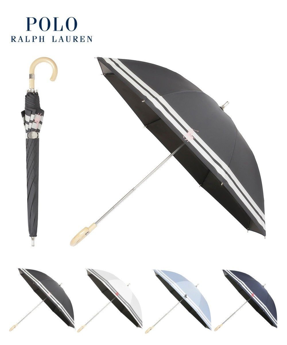 【ムーンバット/MOONBAT】のPOLO RALPH LAUREN(ポロ ラルフローレン)晴雨兼用日傘 ボーダー ポロポニー 長傘 遮光率100% 遮熱 UV インテリア・キッズ・メンズ・レディースファッション・服の通販 founy(ファニー) 　ファッション　Fashion　レディースファッション　Fashion for Women　レイングッズ・傘・晴雨兼用傘　Umbrellas & Rain Gear　アイビー　Ivy Pattern　傘　Umbrella, Parasol　ニューヨーク　New York, NYC Style　ボーダー　Border, Stripe　日傘　Parasol, UV Umbrella　ブラック|ID: prp329100004616529 ipo3291000000033593599
