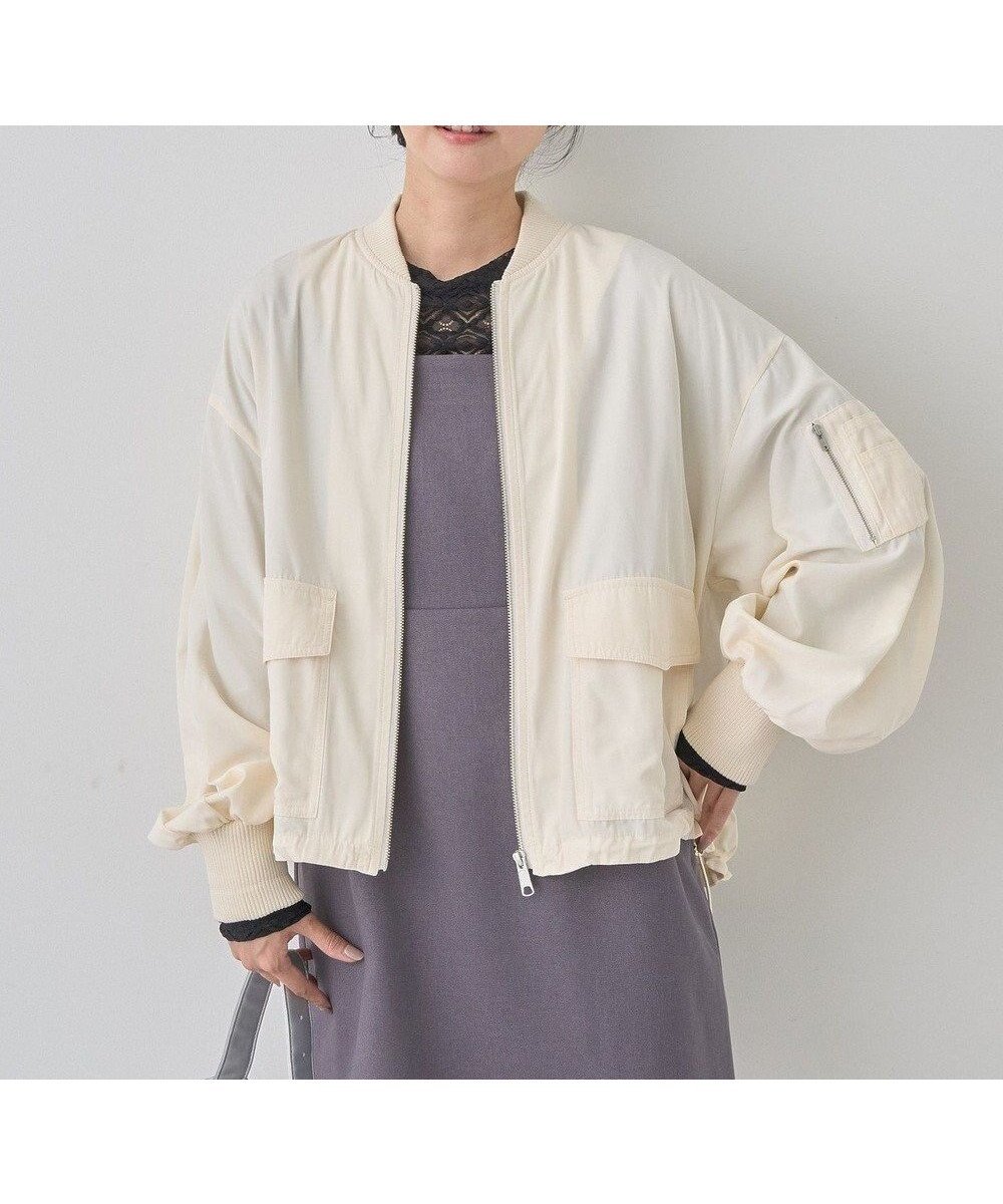 【アースミュージックアンドエコロジー/earth music&ecology】のアウトポケットMA-1 インテリア・キッズ・メンズ・レディースファッション・服の通販 founy(ファニー) 　ファッション　Fashion　レディースファッション　Fashion for Women　アウター　Coat / Outerwear Collection　レディースジャケット・軽アウター　Jackets　ブルゾンジャケット・スポーティアウター　Blouson Jackets　MA-1ジャケット　MA-1 Bomber Jackets / Flight Jackets　ショルダー　Shoulder, Shoulder Strap　ジャケット　Jacket, Outerwear　ドロップ　Drop Shoulder, Dropped Style　フェミニン　Feminine, Girly　フォルム　Silhouette, Form　フリル　Frill, Ruffle　ブルゾン　Blouson, Bomber Jacket　ポケット　Pocket, Pocket Detail　ミリタリー　Military, Army Style　レース　Lace, Lace Fabric　A/W・秋冬　Autumn/Winter　Ivory|ID: prp329100004616980 ipo3291000000033660489