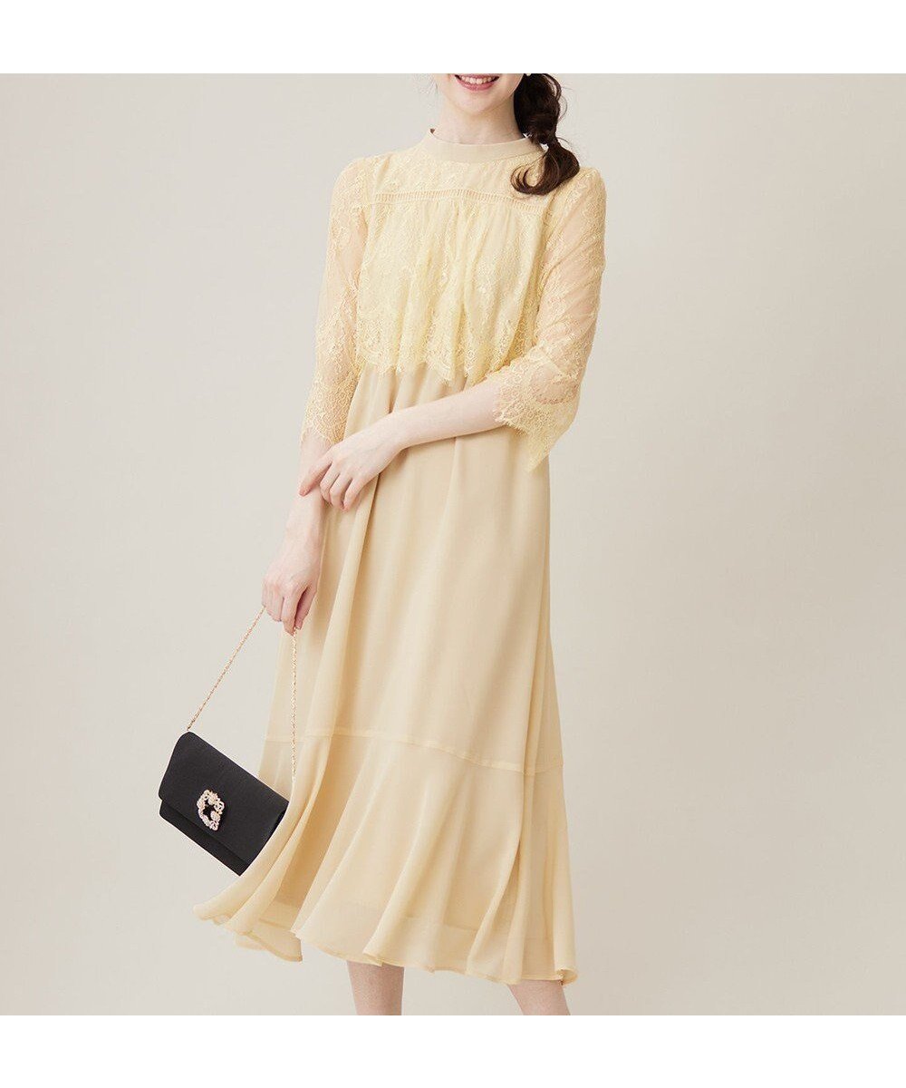 【エニィ スィス/any SiS】の【洗える】レーシーケープ ドレス 人気、トレンドファッション・服の通販 founy(ファニー) 　ファッション　Fashion　レディースファッション　Fashion for Women　ワンピース　Dresses　フォーマル・パーティードレス・結婚式用ドレス　Elegant & Casual Dresses　クラシカル　Classical, Vintage-Inspired　シフォン　Chiffon, Lightweight Fabric　ジョーゼット　Georgette, Semi-Sheer Fabric　スカラップ　Scallop, Scalloped Edge　スタンド　Stand Collar, Upright Stand　ドレス　Dress, One-Piece　レース　Lace, Lace Fabric　エレガント 上品　Elegant　楽ちん　Easy Fit, Comfortable　洗える　Machine Washable　A/W・秋冬　Autumn/Winter　 other-1|ID: prp329100004618184 ipo3291000000033531863