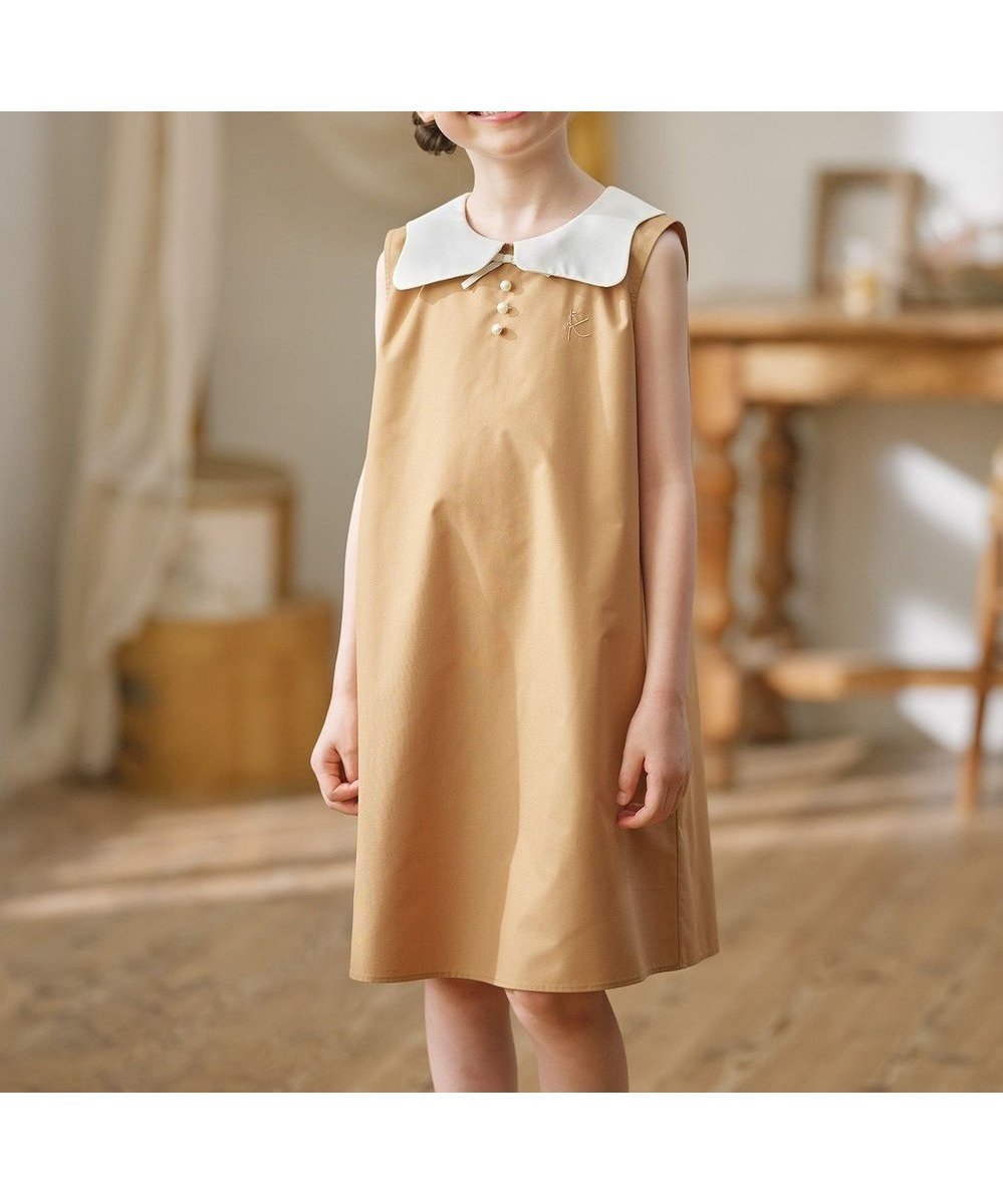 【組曲 / KIDS/KUMIKYOKU】の【110-140㎝】カーブカラー ワンピース インテリア・キッズ・メンズ・レディースファッション・服の通販 founy(ファニー) 　ファッション　Fashion　キッズファッション　Fashion for Kids　ワンピース　Dresses　おすすめ　Recommended / Our Picks　クラシカル　Classical, Vintage-Inspired　パール　Pearl, Pearl Accent　フォーマル　Formal, Dressy　ブロード　Broadcloth, Fine Cotton　リボン　Ribbon, Bow　エレガント 上品　Elegant　夏　Summer　A/W・秋冬　Autumn/Winter　ベージュ|ID: prp329100004618622 ipo3291000000033498705