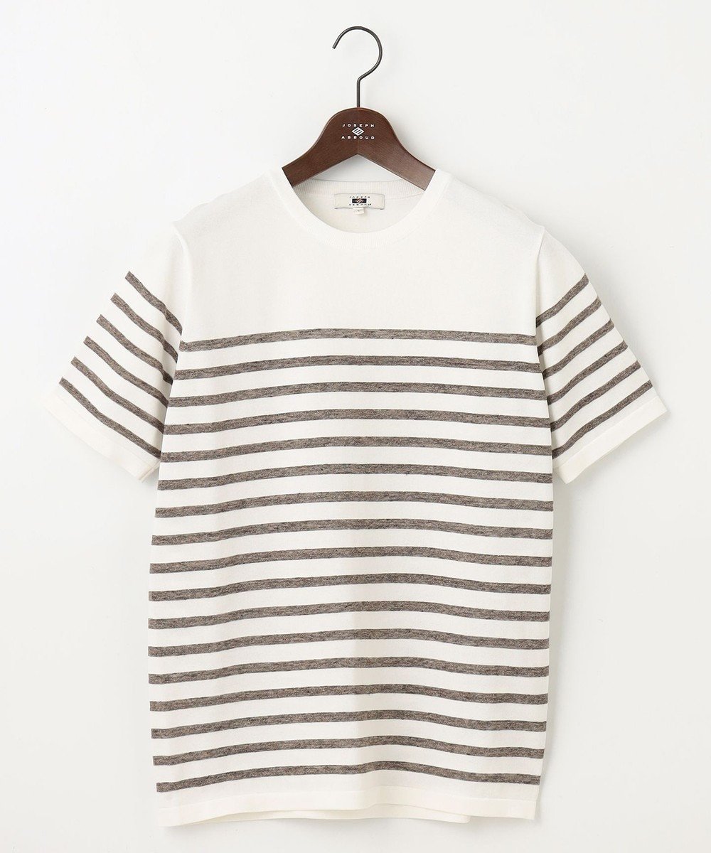 【ジョセフ アブード/JOSEPH ABBOUD / MEN】の【清涼感/ストレッチ/洗える】クールスキン ボーダーT ニット インテリア・キッズ・メンズ・レディースファッション・服の通販 founy(ファニー) 　ファッション　Fashion　メンズファッション　Fashion for Men　トップス・カットソー　Cut & Sew Tops　ニット・セーター / 定番トップス　Knit Tops & Sweaters　サマー　Summer, Summer Style　シンプル　Simple, Minimal　ストレッチ　Stretch, Stretchy Fabric　セーター　Sweater, Knitwear　ボーダー　Border, Stripe　夏　Summer　春　Spring　S/S・春夏　SS, Spring/Summer, Warm Season　洗える　Machine Washable　ダークブラウン系2|ID: prp329100004619183 ipo3291000000033384230