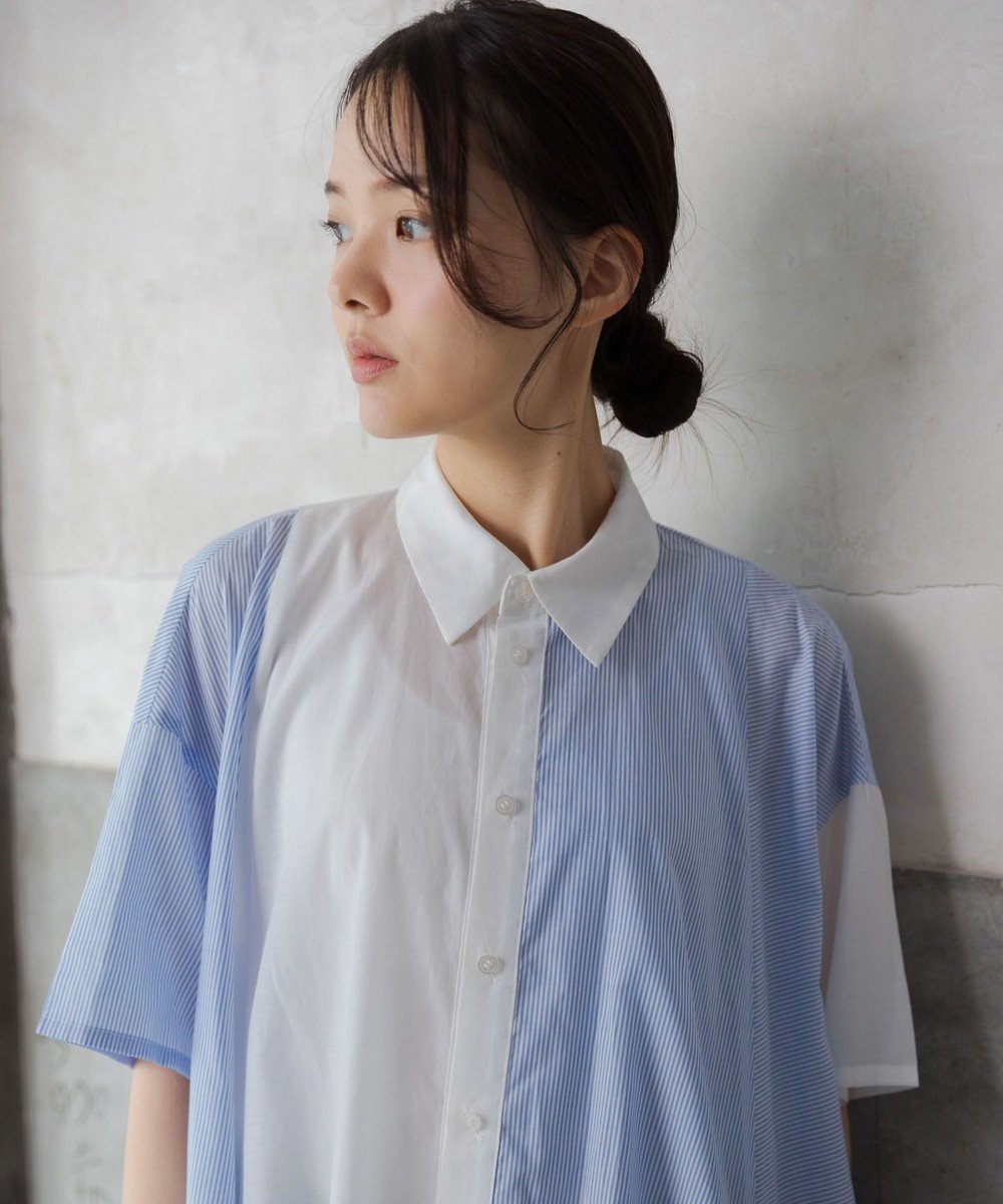 【ポルス/POLS】の〈洗える〉MINIストライプ チュニック インテリア・キッズ・メンズ・レディースファッション・服の通販 founy(ファニー) 　ファッション　Fashion　レディースファッション　Fashion for Women　トップス・カットソー　Cut & Sew Tops　シャツ・ブラウス・オフィスカジュアル　Elegant Blouses & Button-Ups　インナー　Innerwear　春　Spring　洗える　Machine Washable　キュプラ　Cupro, Eco Fabric　シアー　Sheer, See-Through　ストライプ　Stripe, Striped Pattern　チュニック　Tunic, Long Top　ファブリック　Fabric, Textile　半袖　Short Sleeve, Half Sleeve　無地　Plain, Solid Color　S/S・春夏　SS, Spring/Summer, Warm Season　おすすめ　Recommended / Our Picks　夏　Summer　ブルー|ID: prp329100004619196 ipo3291000000033708691