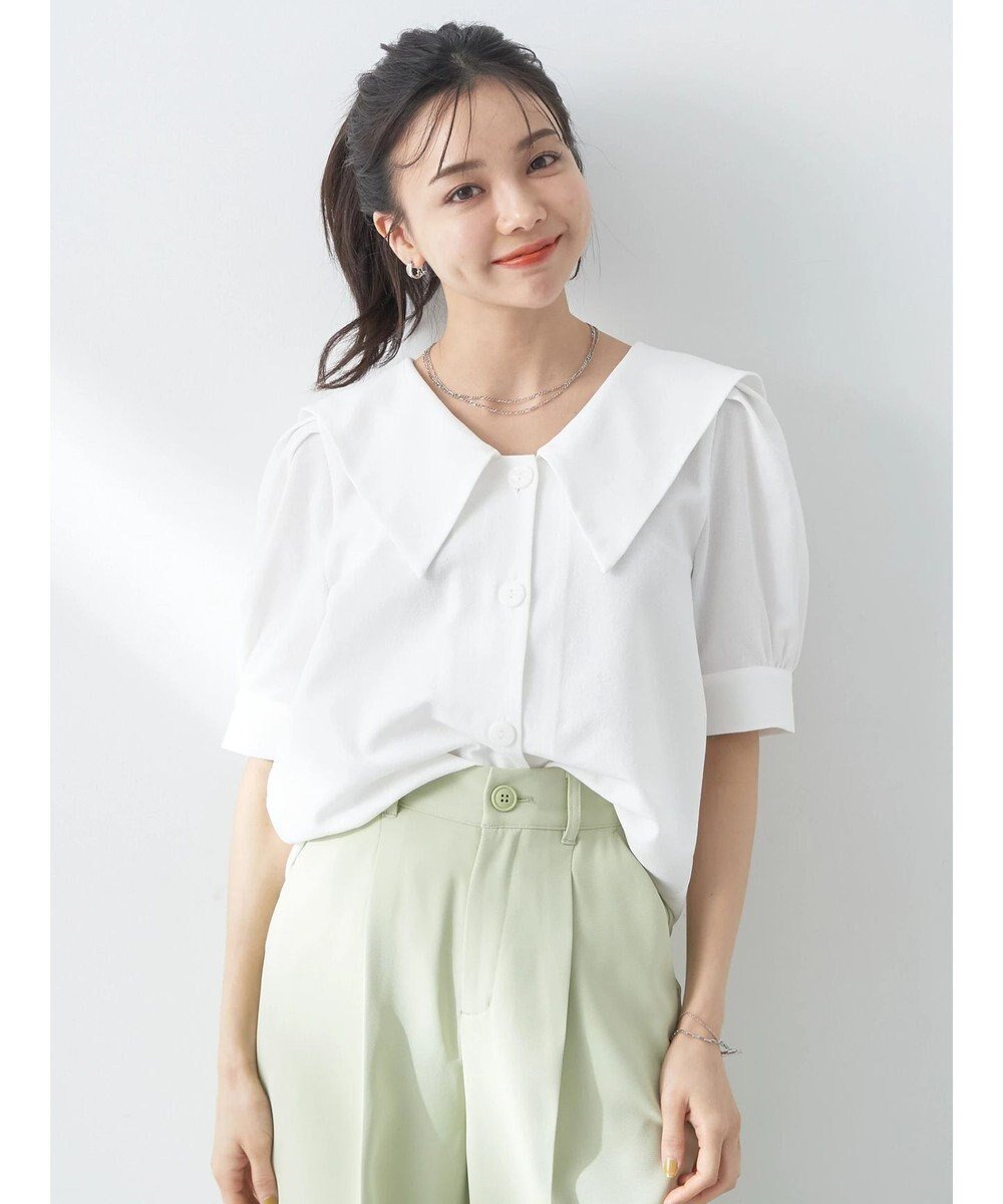 【アースミュージックアンドエコロジー/earth music&ecology】のデザイン衿5分袖ブラウス 人気、トレンドファッション・服の通販 founy(ファニー) 　ファッション　Fashion　レディースファッション　Fashion for Women　トップス・カットソー　Cut & Sew Tops　シャツ・ブラウス・オフィスカジュアル　Elegant Blouses & Button-Ups　おすすめ　Recommended / Our Picks　キャミワンピース　Cami Dress, Slip Dress　ポケット　Pocket, Pocket Detail　夏　Summer　春　Spring　S/S・春夏　SS, Spring/Summer, Warm Season　 other-1|ID: prp329100004619279 ipo3291000000033689322