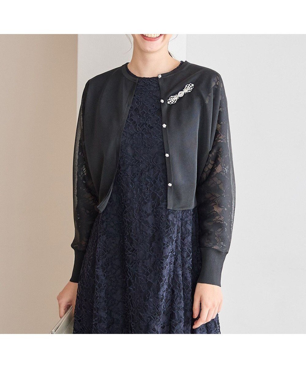 【23区/NIJYUSANKU】の【APPLAUDIR】グロッシードルマン カーディガン インテリア・キッズ・メンズ・レディースファッション・服の通販 founy(ファニー) 　ファッション　Fashion　レディースファッション　Fashion for Women　トップス・カットソー　Cut & Sew Tops　カーディガン・羽織り　Layered Style Cardigans　インナー　Innerwear　エレガント 上品　Elegant　カーディガン　Cardigan, Knitwear　シアー　Sheer, See-Through　ショート　Short, Short Length　シルバー　Silver, Metallic Silver　パーティ　Party, Party Style　フロント　Front, Front Design　A/W・秋冬　Autumn/Winter　結婚式　Wedding　2025年　2025　2025-2026秋冬・A/W　Autumn/Winter 2025–26 AW25–26　ブラック系|ID: prp329100004619393 ipo3291000000035663642