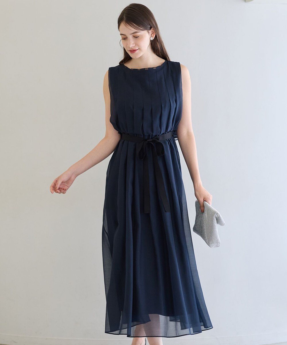 【23区/NIJYUSANKU】の【APPLAUDIR】グロッシーオーガンザ ドレス インテリア・キッズ・メンズ・レディースファッション・服の通販 founy(ファニー) 　ファッション　Fashion　レディースファッション　Fashion for Women　ワンピース　Dresses　フォーマル・パーティードレス・結婚式用ドレス　Elegant & Casual Dresses　イエロー　Yellow　オーガンジー　Organza Fabric　グログラン　Grosgrain, Grosgrain Ribbon　ドレス　Dress, One-Piece　パーティ　Party, Party Style　ワッシャー　Washer, Crinkled Finish　A/W・秋冬　Autumn/Winter　結婚式　Wedding　2025年　2025　2025-2026秋冬・A/W　Autumn/Winter 2025–26 AW25–26　ネイビー系|ID: prp329100004619395 ipo3291000000035736464