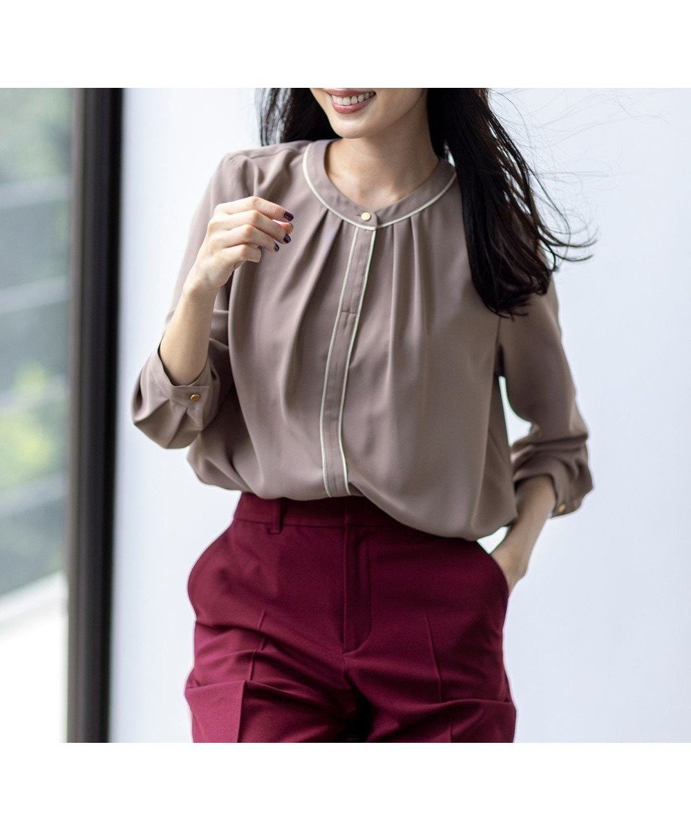 【エニィ スィス/any SiS】の【洗える】フロントタックバイカラー ブラウス 人気、トレンドファッション・服の通販 founy(ファニー) 　ファッション　Fashion　レディースファッション　Fashion for Women　トップス・カットソー　Cut & Sew Tops　シャツ・ブラウス・オフィスカジュアル　Elegant Blouses & Button-Ups　ウォッシャブル　Machine Washable　洗える　Machine Washable　ジョーゼット　Georgette, Semi-Sheer Fabric　スリット　Slit, Slit Detail　デニム　Denim, Jeans Material　定番　Standard, Basic Item　ボトム　Bottoms, Lower Wear　ワイド　Wide, Wide Fit　A/W・秋冬　Autumn/Winter　おすすめ　Recommended / Our Picks　エレガント 上品　Elegant　新作・新入荷　New Arrivals / New In　ビジネス 仕事 通勤　Business / Work / Commuting　 other-1|ID: prp329100004619504 ipo3291000000033484386