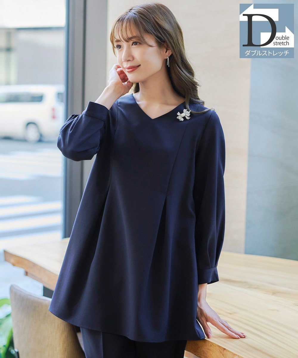 【ティアクラッセ/Tiaclasse】の【ダブルストレッチ・洗える】バックベルトチュニックブラウス 人気、トレンドファッション・服の通販 founy(ファニー) 　ファッション　Fashion　レディースファッション　Fashion for Women　トップス・カットソー　Cut & Sew Tops　シャツ・ブラウス・オフィスカジュアル　Elegant Blouses & Button-Ups　ベルト&ウエストマーク　Belts & Waist Accessories　ウォッシャブル　Machine Washable　春　Spring　洗える　Machine Washable　秋　Autumn　シンプル　Simple, Minimal　ジャケット　Jacket, Outerwear　ストレッチ　Stretch, Stretchy Fabric　セットアップ　Set-Up, Coordinated Outfit　ダブル　Double, Double-Breasted　チュニック　Tunic, Long Top　長袖　Long Sleeve, Full Sleeve　フォーマル　Formal, Dressy　フレア　Flare, Flared　ポケット　Pocket, Pocket Detail　ロング　Long, Long-Length　冬　Winter / This Winter　S/S・春夏　SS, Spring/Summer, Warm Season　おすすめ　Recommended / Our Picks　夏　Summer　エレガント 上品　Elegant　入学式　Entrance Ceremony　卒業式　Graduation Ceremony　ビジネス 仕事 通勤　Business / Work / Commuting　 other-1|ID: prp329100004620110 ipo3291000000033713857