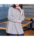 【ティアクラッセ/Tiaclasse】の【ダブルストレッチ】バックベルトチュニックブラウス グレー|ID: prp329100004620110 ipo3291000000035560270