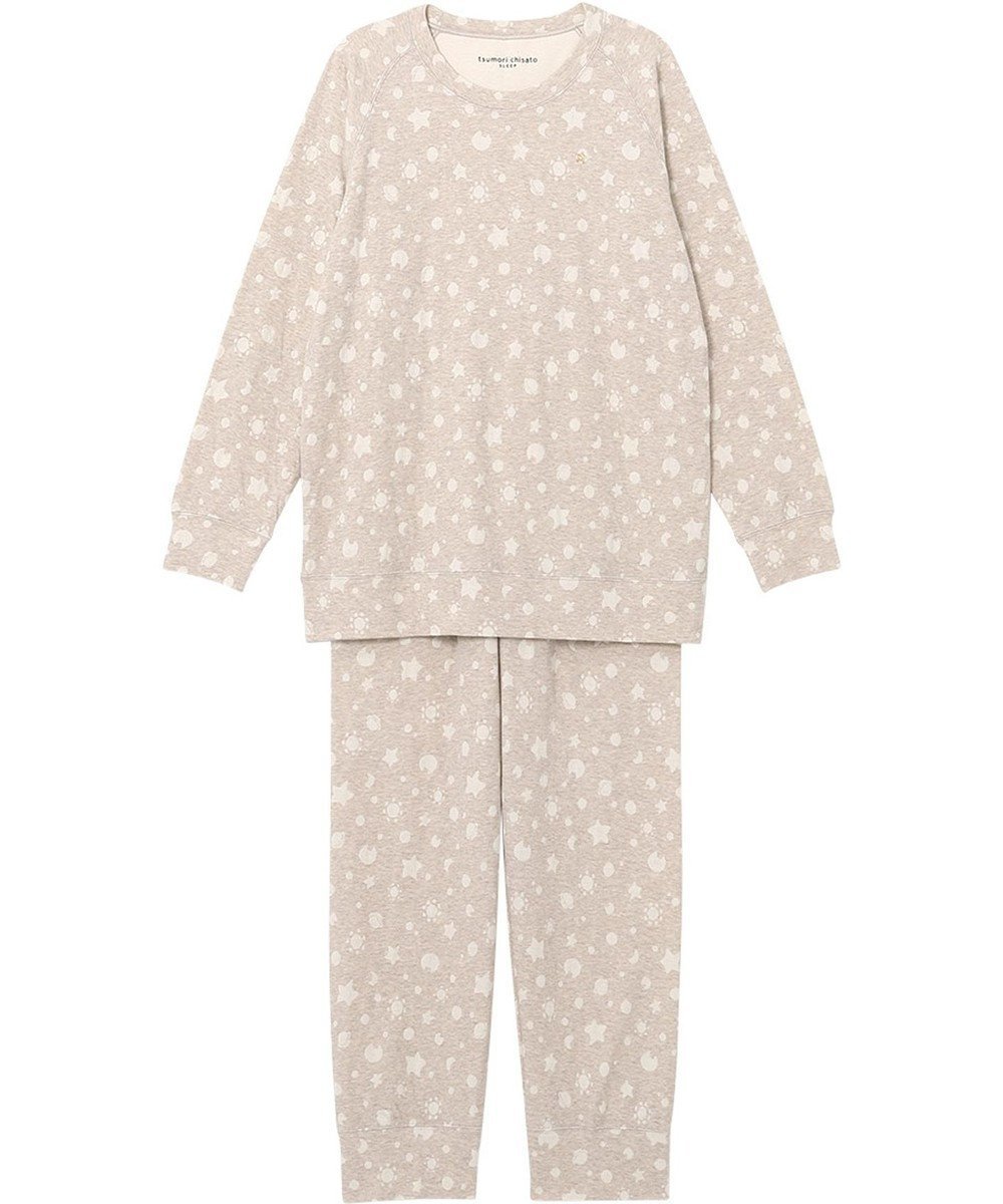 【ツモリチサト スリープ/tsumori chisato SLEEP】のツモリチサト パジャマ 長袖 長ズボン オーガニックコットンを使用 レディース UDX567 /ワコール インテリア・キッズ・メンズ・レディースファッション・服の通販 founy(ファニー) 　ファッション　Fashion　レディースファッション　Fashion for Women　トップス・カットソー　Cut & Sew Tops　スリーブ　Sleeve, Long Sleeve / Short Sleeve　長袖　Long Sleeve, Full Sleeve　パジャマ　Pajamas, Sleepwear　ボタニカル　Botanical, Floral Pattern　ボトム　Bottoms, Lower Wear　ミックス　Mix, Mixed Style　ロング　Long, Long-Length　ベージュ|ID: prp329100004620301 ipo3291000000033206760