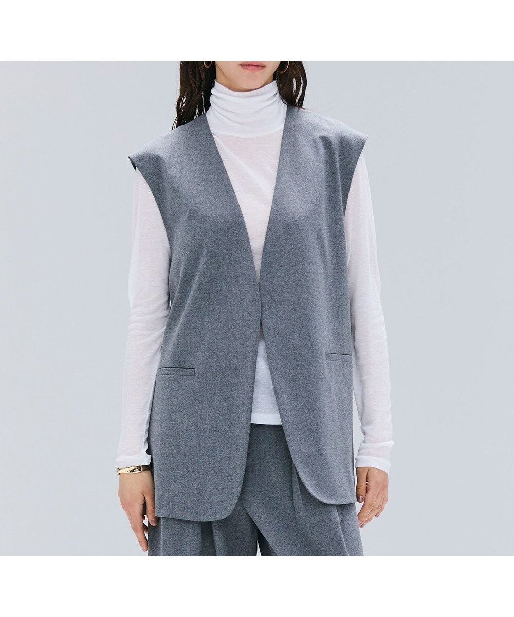 【ベイジ,/BEIGE,】の【セットアップ対応】ZEPHYR / ウールライクノーカラージレ 人気、トレンドファッション・服の通販 founy(ファニー) 　ファッション　Fashion　レディースファッション　Fashion for Women　アウター　Coat / Outerwear Collection　トップス・カットソー　Cut & Sew Tops　ベスト&ジレ / 重ね着スタイル　Vests & Gilets　セットアップ　Matching Sets　レディーストップス・ブラウス　Tops & Blouses / Assorted Women's Tops　新作・新入荷　New Arrivals / New In　インナー　Innerwear　カットソー　Cut and Sewn Top　シンプル　Simple, Minimal　ストレッチ　Stretch, Stretchy Fabric　セットアップ　Set-Up, Coordinated Outfit　ビジネス 仕事 通勤　Business / Work / Commuting　ベスト　Vest, Waistcoat　ロング　Long, Long-Length　ワイド　Wide, Wide Fit　夏　Summer　S/S・春夏　SS, Spring/Summer, Warm Season　洗える　Machine Washable　A/W・秋冬　Autumn/Winter　 other-1|ID: prp329100004620459 ipo3291000000033143982
