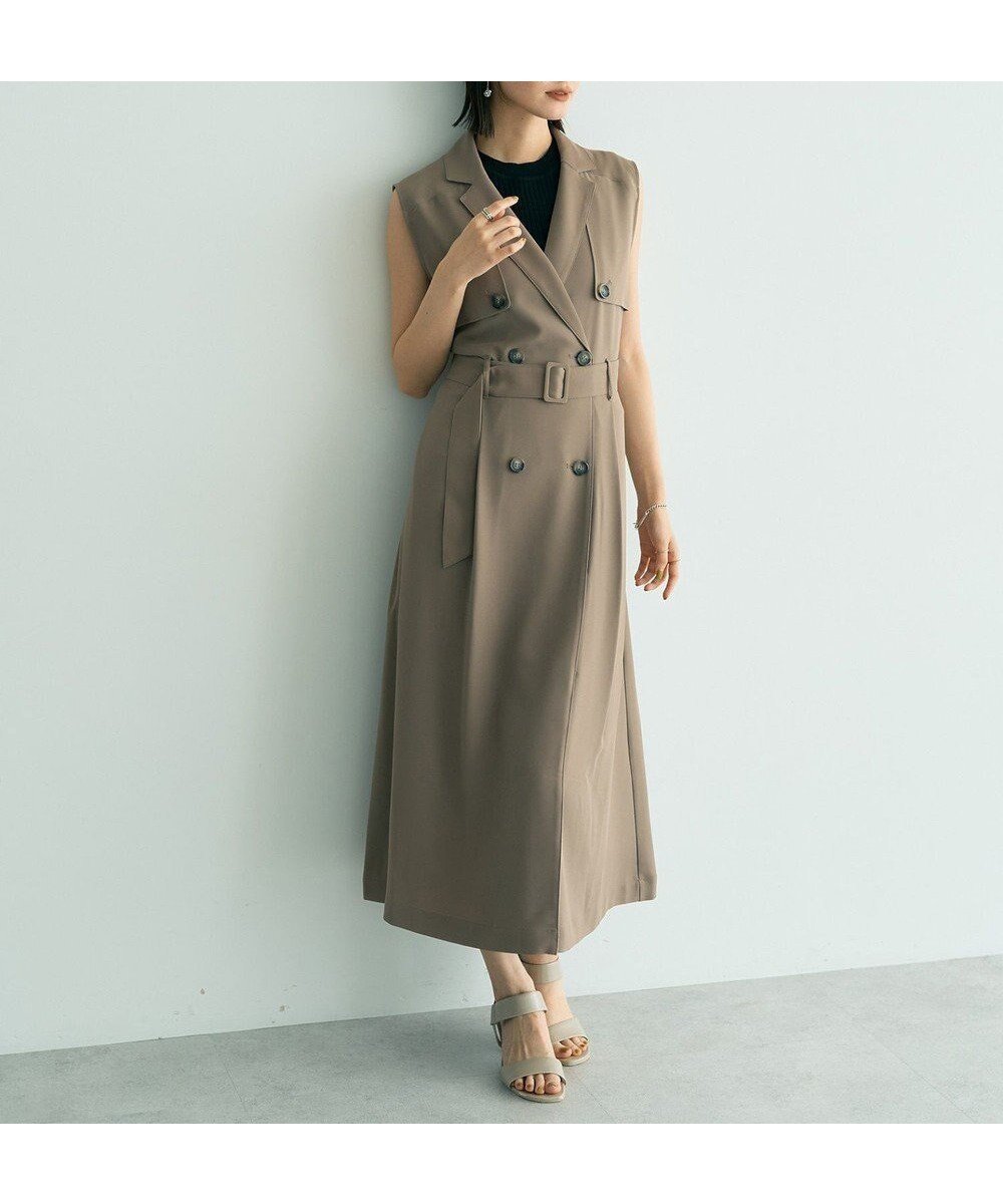 【イェッカ ヴェッカ/YECCA VECCA】の【接触冷感】UVカットトレンチジレワンピース 人気、トレンドファッション・服の通販 founy(ファニー) 　ファッション　Fashion　レディースファッション　Fashion for Women　アウター　Coat / Outerwear Collection　ノースリーブ　Sleeveless, No-Sleeve　ポケット　Pocket, Pocket Detail　人気　Popular, Best Seller　夏　Summer　定番　Standard, Basic Item　A/W・秋冬　Autumn/Winter　 other-1|ID: prp329100004620559 ipo3291000000033354319