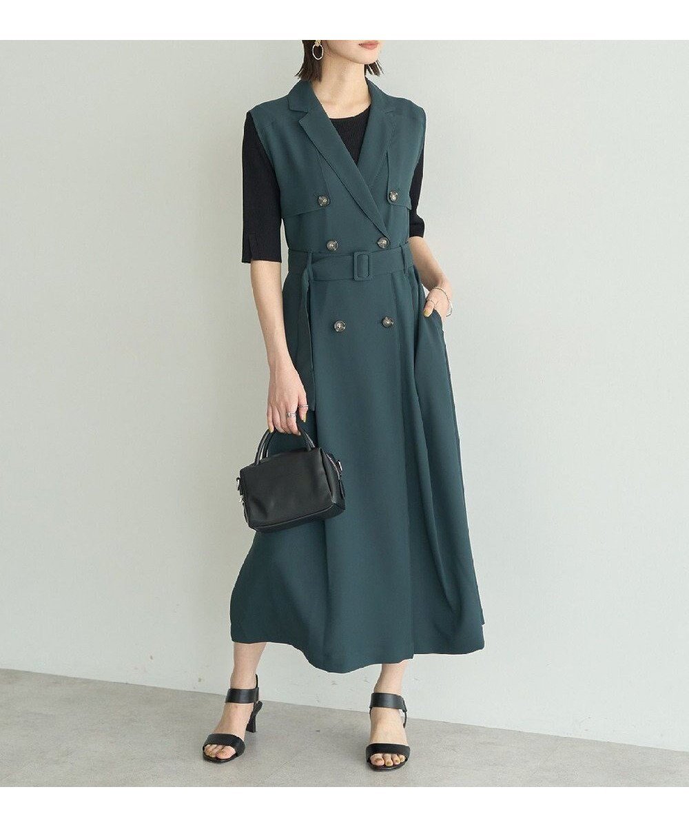 【イェッカ ヴェッカ/YECCA VECCA】の【接触冷感】UVカットトレンチジレワンピース インテリア・キッズ・メンズ・レディースファッション・服の通販 founy(ファニー) 　ファッション　Fashion　レディースファッション　Fashion for Women　アウター　Coat / Outerwear Collection　ノースリーブ　Sleeveless, No-Sleeve　ポケット　Pocket, Pocket Detail　人気　Popular, Best Seller　夏　Summer　定番　Standard, Basic Item　A/W・秋冬　Autumn/Winter　Green|ID: prp329100004620559 ipo3291000000033354323