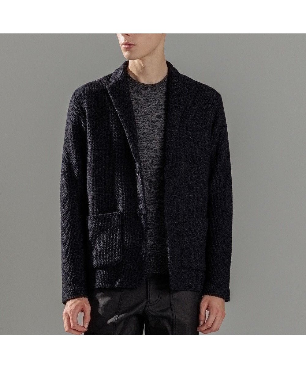 【ジョゼフ オム/JOSEPH HOMME / MEN】のストロータックステッチ ニットジャケット インテリア・キッズ・メンズ・レディースファッション・服の通販 founy(ファニー) 　ファッション　Fashion　メンズファッション　Fashion for Men　アウター　Men's Coats Outerwear　テーラードジャケット　Tailored Jackets & Blazers　カーディガン　Cardigan, Knitwear　シンプル　Simple, Minimal　ジャケット　Jacket, Outerwear　ストレッチ　Stretch, Stretchy Fabric　パッチ　Patch, Appliqué　ポケット　Pocket, Pocket Detail　A/W・秋冬　Autumn/Winter　ネイビー系|ID: prp329100004622226 ipo3291000000033246461
