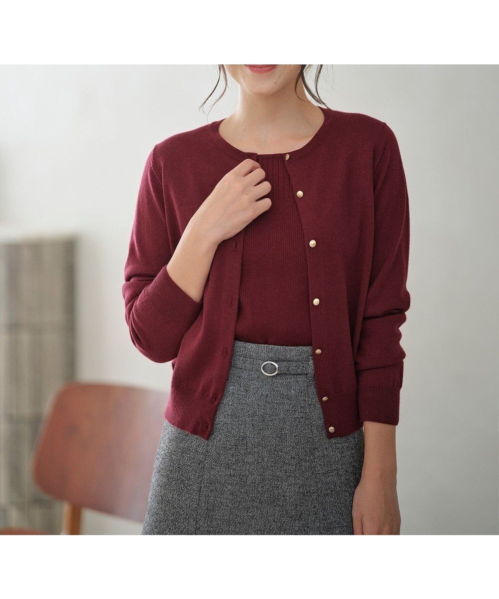【エニィ スィス/any SiS】の【ウールブレンドシリーズ】ベーシック カーディガン インテリア・キッズ・メンズ・レディースファッション・服の通販 founy(ファニー) ファッション Fashion レディースファッション Fashion for Women トップス・カットソー Cut & Sew Tops カーディガン・羽織り Layered Style Cardigans おすすめ Recommended / Our Picks アンサンブル Ensemble Set カーディガン Cardigan, Knitwear ストレッチ Stretch, Stretchy Fabric フロント Front, Front Design ベーシック Basic, Essential リブニット Rib Knit, Ribbed Knit 切替 Switching, Contrast Panel A/W・秋冬 Autumn/Winter 羽織 Haori, Light Jacket ボルドー|ID: prp329100004622246 ipo3291000000034616677
