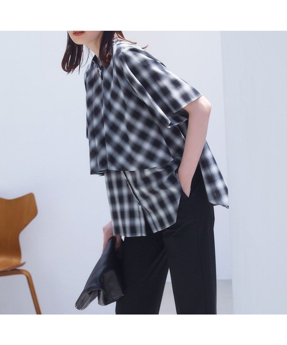 【アンフィーロ 自由区/UNFILO】の【接触冷感/洗える】シアー ヨークシャツ 人気、トレンドファッション・服の通販 founy(ファニー) 　ファッション　Fashion　レディースファッション　Fashion for Women　トップス・カットソー　Cut & Sew Tops　シャツ・ブラウス・オフィスカジュアル　Elegant Blouses & Button-Ups　春　Spring　洗える　Machine Washable　秋　Autumn　シアー　Sheer, See-Through　スタンド　Stand Collar, Upright Stand　チェック　Check, Plaid, Tartan　マニッシュ　Mannish, Boyish　無地　Plain, Solid Color　ヨーク　Yoke, Yoke Design　S/S・春夏　SS, Spring/Summer, Warm Season　夏　Summer　エレガント 上品　Elegant　 other-1|ID: prp329100004622253 ipo3291000000033540097