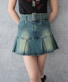 【ウィゴー/WEGO】のベルト付デニムプリーツスカパン デニム中濃加工色|ID: prp329100004622322 ipo3291000000033173186