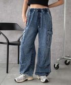 【ウィゴー/WEGO】の【XS～Mサイズ展開/ウエストゴム 】デニムイージーパラシュートカーゴパンツ デニム中濃加工色|ID: prp329100004622326 ipo3291000000033597589