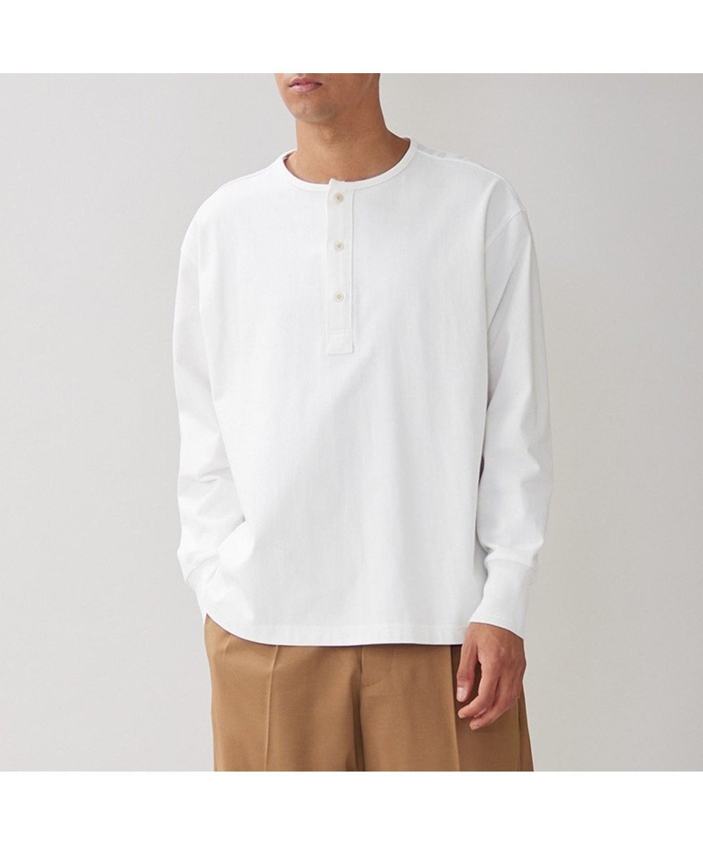 【アンフィーロ/UNFILO / MEN】のコットン ヘンリーネックTEE 23年秋冬商品 インテリア・キッズ・メンズ・レディースファッション・服の通販 founy(ファニー) 　ファッション　Fashion　メンズファッション　Fashion for Men　トップス・カットソー　Cut & Sew Tops　メンズシャツ　Shirts　カットソー　Cut and Sewn Top　A/W・秋冬　Autumn/Winter　シロ|ID: prp329100004622720 ipo3291000000033511869