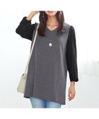 【ティアクラッセ/Tiaclasse】の【洗える】タック袖コンビニットチュニック チャコールグレー|ID: prp329100004622811 ipo3291000000033587776