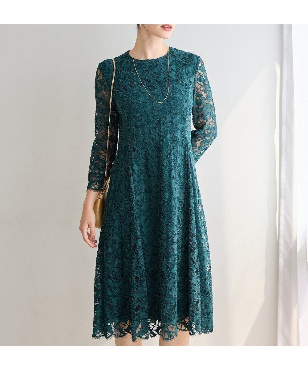 【23区/NIJYUSANKU】の【APPLAUDIR】モールラインフラワーレース ドレス インテリア・キッズ・メンズ・レディースファッション・服の通販 founy(ファニー) ファッション Fashion レディースファッション Fashion for Women ワンピース Dresses フォーマル・パーティードレス・結婚式用ドレス Elegant & Casual Dresses エレガント 上品 Elegant スカラップ Scallop, Scalloped Edge ドレス Dress, One-Piece パーティ Party, Party Style モチーフ Motif, Design Theme レース Lace, Lace Fabric ロマンティック Romantic, Feminine Style A/W・秋冬 Autumn/Winter 結婚式 Wedding 2025年 2025 2025-2026秋冬・A/W Autumn/Winter 2025–26 AW25–26 フォレストグリーン系|ID: prp329100004622930 ipo3291000000033921419
