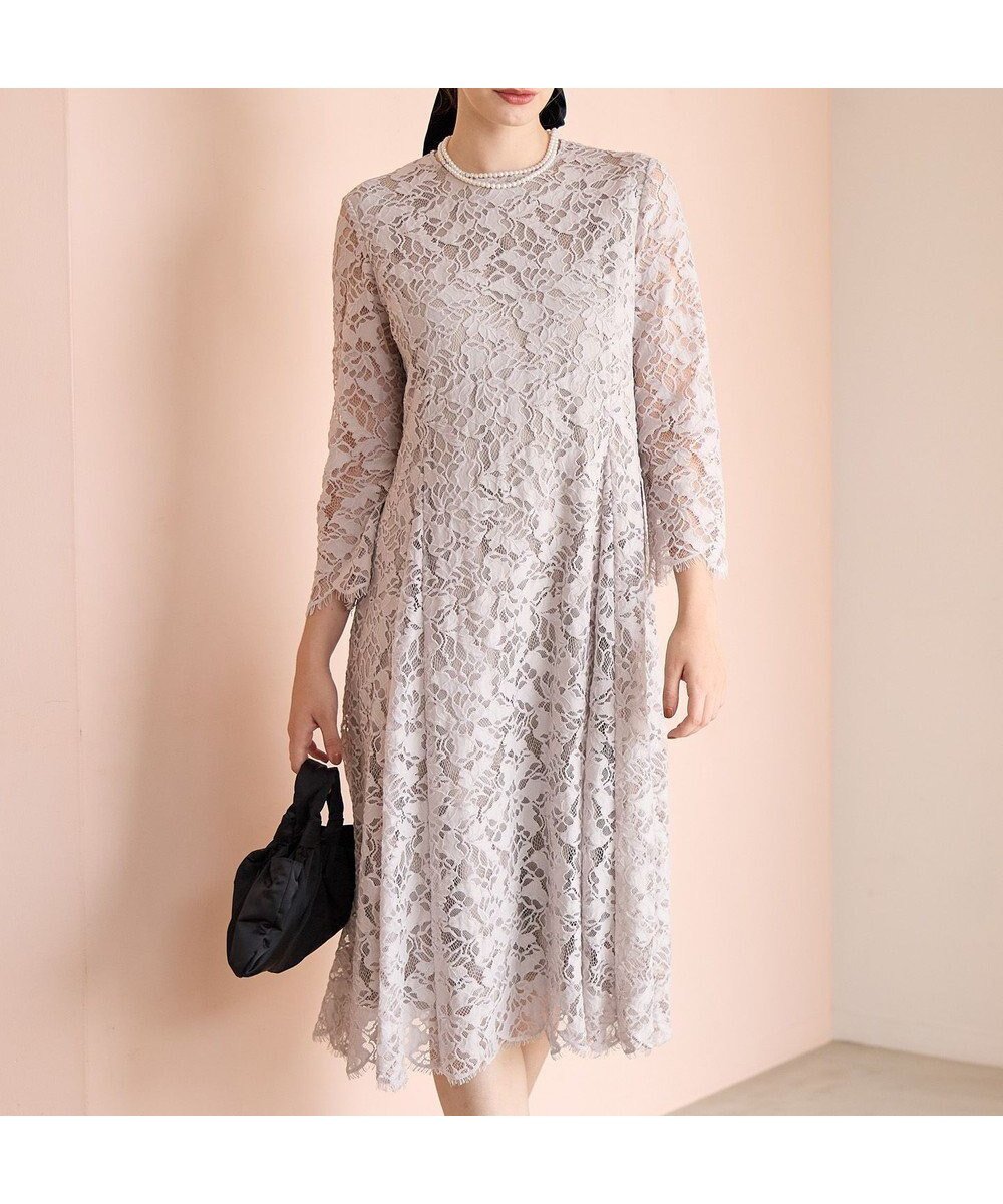 【23区/NIJYUSANKU】の【APPLAUDIR】モールラインフラワーレース ドレス インテリア・キッズ・メンズ・レディースファッション・服の通販 founy(ファニー) ファッション Fashion レディースファッション Fashion for Women ワンピース Dresses フォーマル・パーティードレス・結婚式用ドレス Elegant & Casual Dresses エレガント 上品 Elegant スカラップ Scallop, Scalloped Edge ドレス Dress, One-Piece パーティ Party, Party Style モチーフ Motif, Design Theme レース Lace, Lace Fabric ロマンティック Romantic, Feminine Style A/W・秋冬 Autumn/Winter 結婚式 Wedding 2025年 2025 2025-2026秋冬・A/W Autumn/Winter 2025–26 AW25–26 グレージュ系|ID: prp329100004622930 ipo3291000000033962621