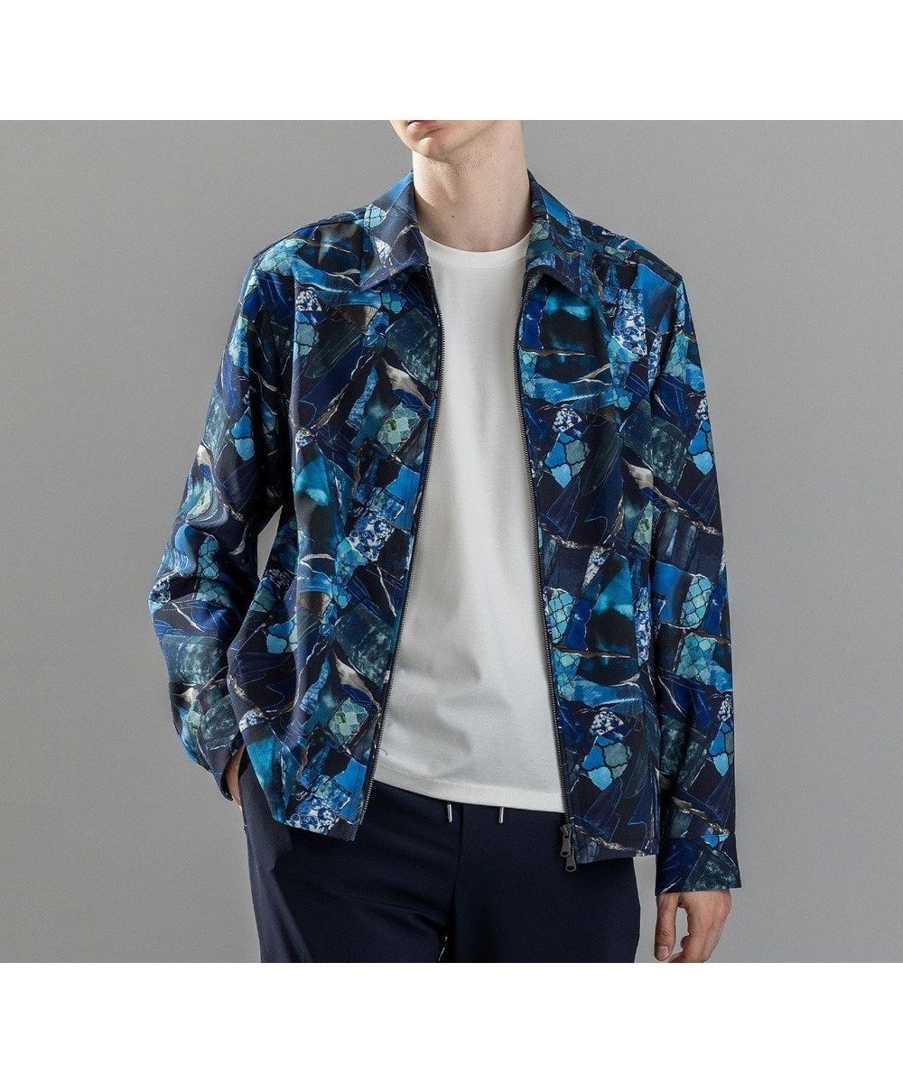 【ジョゼフ オム/JOSEPH HOMME / MEN】の新柄【吸湿速乾性/接触冷感/UVカット/洗える】テクノボイルストレッチ ジップアップブルゾン インテリア・キッズ・メンズ・レディースファッション・服の通販 founy(ファニー) 　ファッション　Fashion　メンズファッション　Fashion for Men　アウター　Men's Coats Outerwear　ブルゾンジャケット / カジュアルアウター　Bomber Jackets & Blousons　シンプル　Simple, Minimal　ジャケット　Jacket, Outerwear　フロント　Front, Front Design　ブルゾン　Blouson, Bomber Jacket　エレガント 上品　Elegant　再入荷　Restock / Back in Stock　夏　Summer　洗える　Machine Washable　A/W・秋冬　Autumn/Winter　ブルー系5|ID: prp329100004624159 ipo3291000000033203712