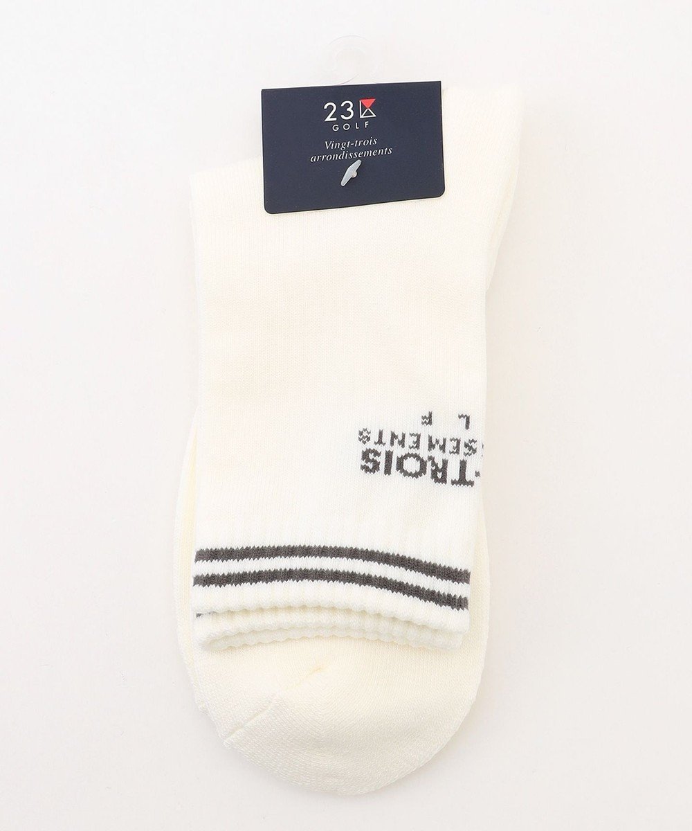 【23区 ゴルフ/23区GOLF / MEN】の【MEN】バックロゴレギュラーソックス 18cm インテリア・キッズ・メンズ・レディースファッション・服の通販 founy(ファニー) 　ファッション　Fashion　メンズファッション　Fashion for Men　シューズ・靴　Shoes　アクリル　Acrylic Material　抗菌　Antibacterial, Bacteria-Resistant　シンプル　Simple, Minimal　スポーツ　Sports, Activewear　ソックス　Socks, Hosiery　定番　Standard, Basic Item　フィット　Fit, Slim Fit　ベーシック　Basic, Essential　レギュラー　Regular, Standard Fit　ゴルフ　Golf　ホワイト系|ID: prp329100004624161 ipo3291000000033370348