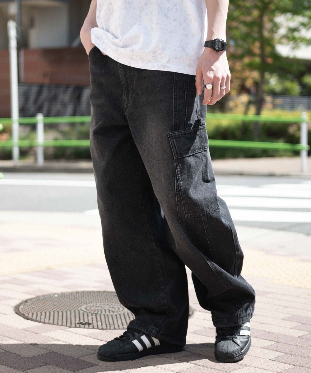 【ウィゴー/WEGO / MEN】の【SMLサイズ展開/ウエスト紐】イージー3Dバレルレッグデニムカーゴパンツ インテリア・キッズ・メンズ・レディースファッション・服の通販 founy(ファニー) 　ファッション　Fashion　メンズファッション　Fashion for Men　ボトムス　Bottoms　デニムパンツ・ジーンズ　Denim Pants　春　Spring　カーゴパンツ　Cargo Pants, Utility Pants　グラフィック　Graphic, Graphic Design　スマホ　Smartphone, Mobile Device　チェック　Check, Plaid, Tartan　デニム　Denim, Jeans Material　定番　Standard, Basic Item　人気　Popular, Best Seller　ポケット　Pocket, Pocket Detail　ワッフル　Waffle, Waffle Knit　S/S・春夏　SS, Spring/Summer, Warm Season　再入荷　Restock / Back in Stock　プチプライス・低価格　Affordable / Budget Price　おすすめ　Recommended / Our Picks　夏　Summer　デニムブラックソノタ|ID: prp329100004624768 ipo3291000000033217278
