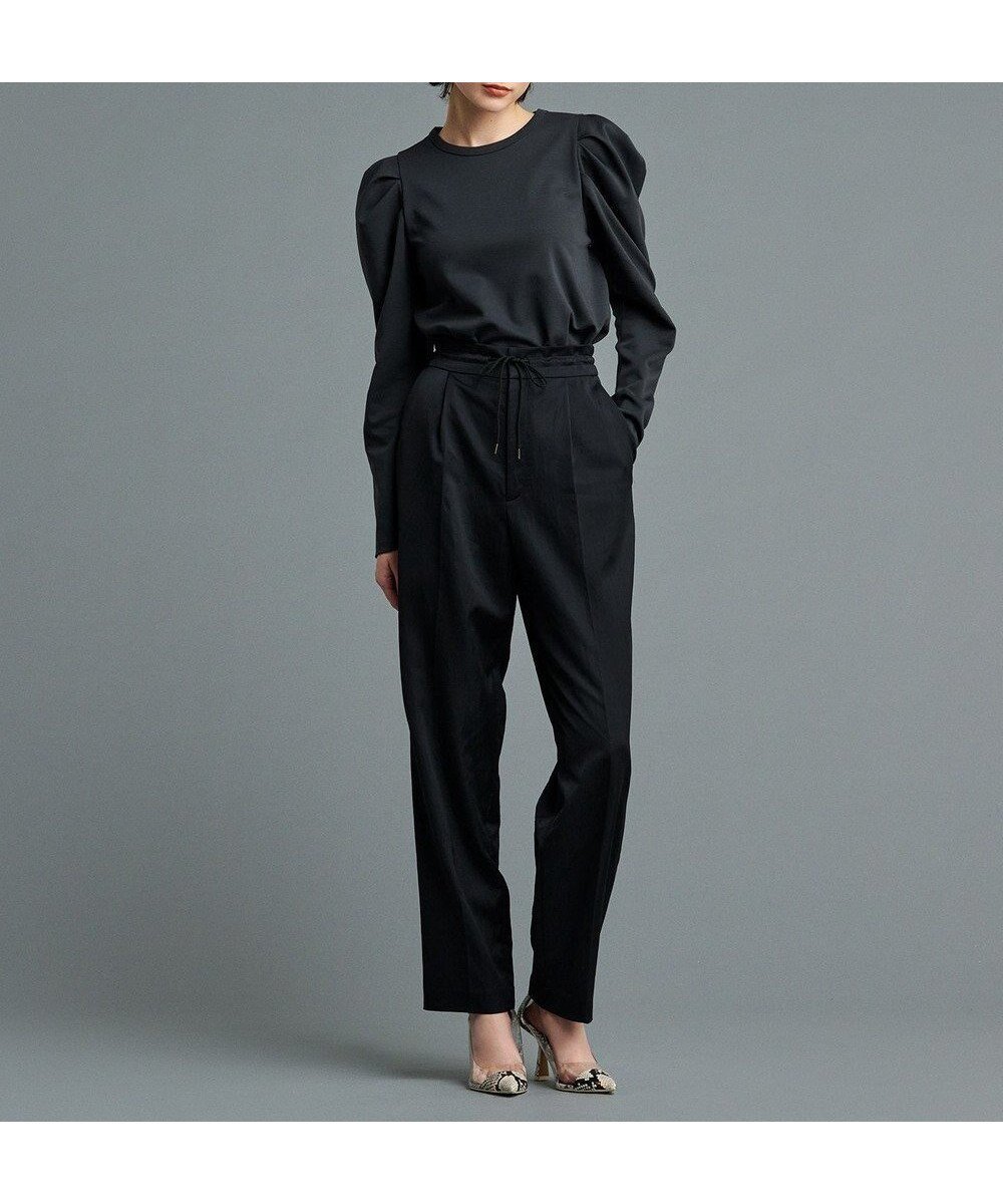 【アンクレイヴ/uncrave】の【洗える】サテン ドロストパンツ(uncrave STANDARD) インテリア・キッズ・メンズ・レディースファッション・服の通販 founy(ファニー) 　ファッション　Fashion　レディースファッション　Fashion for Women　パンツ　Pants & Trousers　エレガント 上品　Elegant　洗える　Machine Washable　サテン　Satin, Glossy Fabric　ストレート　Straight, Straight Cut　雑誌　Magazine, Fashion Magazine　フレア　Flare, Flared　フロント　Front, Front Design　ラグジュアリー　Luxury, Elegant　リラックス　Relax, Relaxed Fit　A/W・秋冬　Autumn/Winter　S/S・春夏　SS, Spring/Summer, Warm Season　夏　Summer　ブラック|ID: prp329100004624849 ipo3291000000033219075