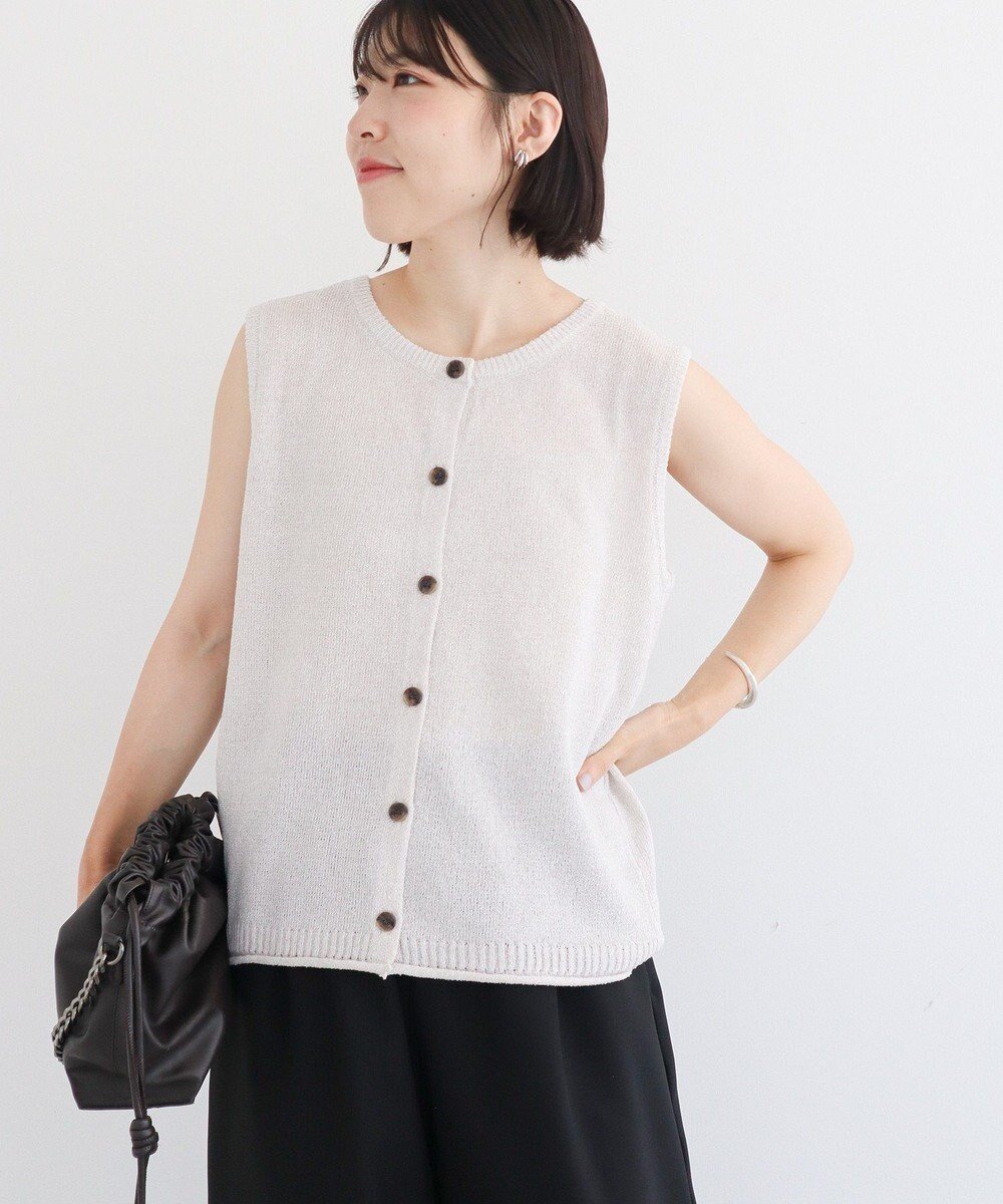 【グリーンパークス/Green Parks】の前後2way ミックスカラーノースリーブニット 人気、トレンドファッション・服の通販 founy(ファニー) 　ファッション　Fashion　レディースファッション　Fashion for Women　トップス・カットソー　Cut & Sew Tops　ニット　Knit Tops & Sweaters　キャミソール&ノースリーブ　Camisoles & Sleeveless Tops　おすすめ　Recommended / Our Picks　セーター　Sweater, Knitwear　ベスト　Vest, Waistcoat　ポケット　Pocket, Pocket Detail　ミックス　Mix, Mixed Style　A/W・秋冬　Autumn/Winter　 other-1|ID: prp329100004624960 ipo3291000000036154458