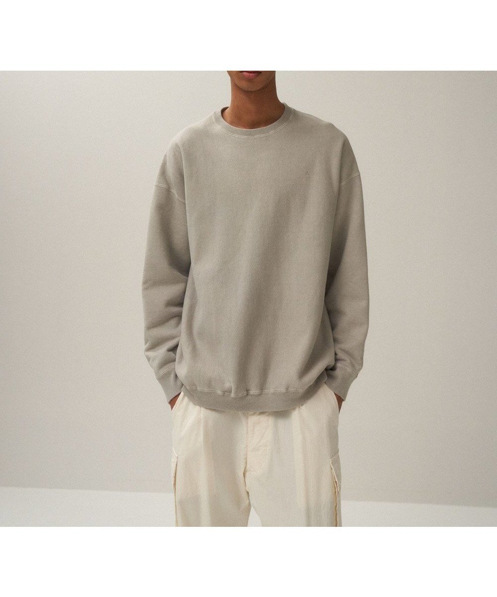 【エイトン/ATON】のNATURAL DYED URAKE オーバーサイズスウェットシャツ - UNISEX インテリア・キッズ・メンズ・レディースファッション・服の通販 founy(ファニー) 　ファッション　Fashion　レディースファッション　Fashion for Women　トップス・カットソー　Cut & Sew Tops　シャツ・ブラウス・オフィスカジュアル　Elegant Blouses & Button-Ups　レディースパーカー・カジュアルフーディー　Casual Hoodies & Sweatshirts　スウェット・クルーネックトップス　Sweatshirts & Crewnecks / Relaxed Fit Sweat Tops　ヴィンテージ　Vintage Style　スウェット / スエット　Sweatshirt, Sweatwear　トライアングル　Triangle, Triangular Shape　トレーナー　Sweatshirt, Trainer　ユニセックス　Unisex, Genderless　A/W・秋冬　Autumn/Winter　S/S・春夏　SS, Spring/Summer, Warm Season　夏　Summer　GRAY|ID: prp329100004625320 ipo3291000000033385921