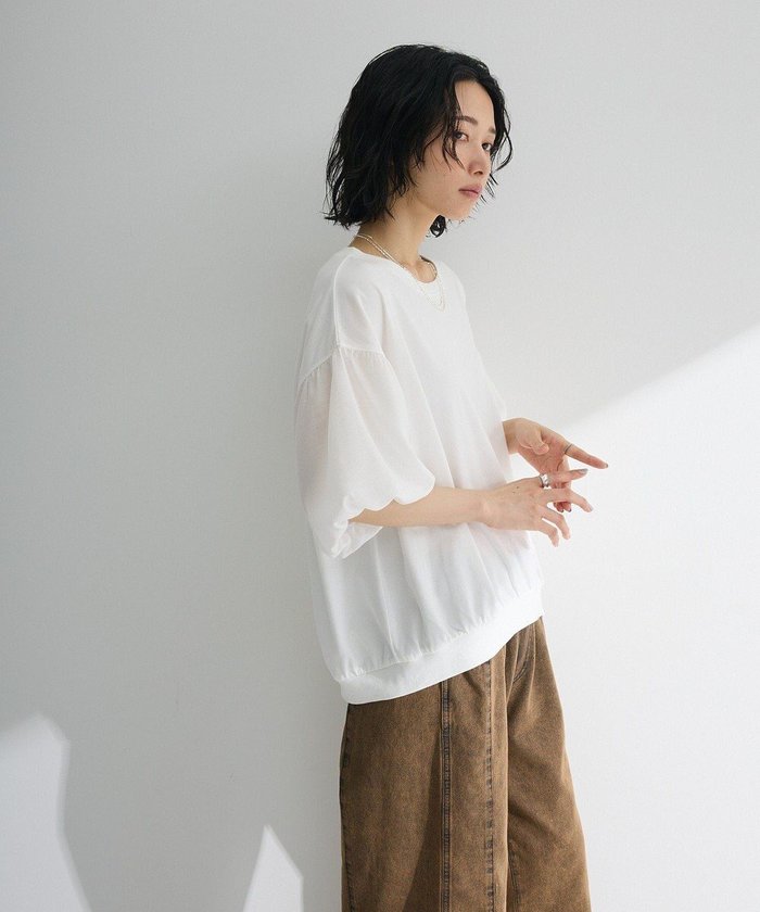 【グリーンパークス/Green Parks】の袖バルーンドッキングプルオーバー インテリア・キッズ・メンズ・レディースファッション・服の通販 founy(ファニー) https://founy.com/ ファッション Fashion レディースファッション Fashion for Women トップス・カットソー Cut & Sew Tops シャツ・ブラウス・オフィスカジュアル Elegant Blouses & Button-Ups ロングTシャツ・Tシャツ Longline T-Shirts & Tees カジュアルプルオーバー・ニットトップス Pullovers & Knit Tops / Casual Pullovers カットソー・ベーシックTシャツ Cut-and-Sewn Tops / Stretch Tees & Basics おすすめ Recommended / Our Picks カットソー Cut and Sewn Top ギャザー Gathered, Ruffled スリーブ Sleeve, Long Sleeve / Short Sleeve バルーン Balloon, Balloon Silhouette フェミニン Feminine, Girly メッシュ Mesh, Net Fabric A/W・秋冬 Autumn/Winter |ID: prp329100004625341 ipo3291000000034566382