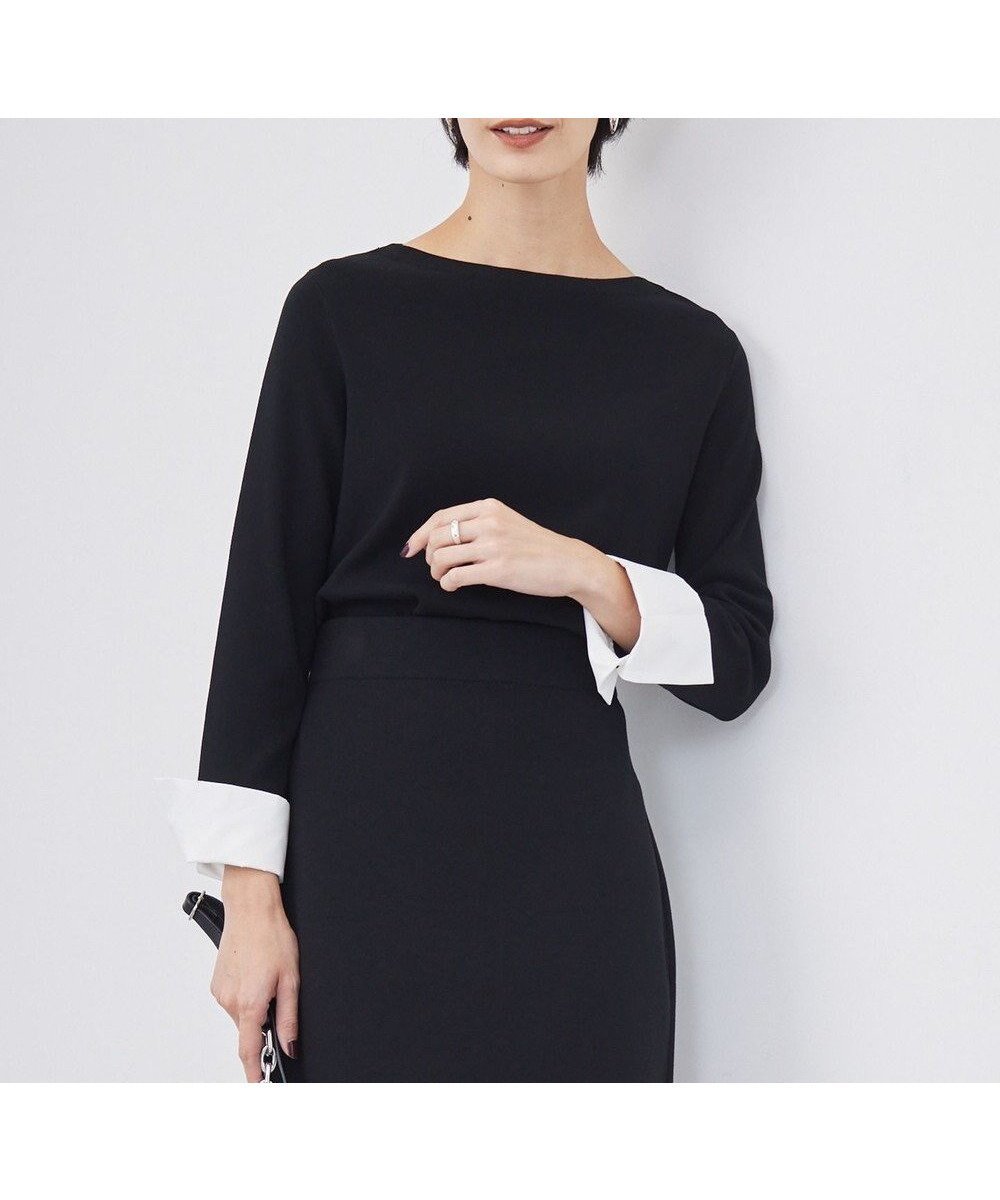 【アイシービー/iCB】の【洗える】 クロスコンビ デザインニットプルオーバー インテリア・キッズ・メンズ・レディースファッション・服の通販 founy(ファニー) 　ファッション　Fashion　レディースファッション　Fashion for Women　トップス・カットソー　Cut & Sew Tops　ニット　Knit Tops & Sweaters　カジュアルプルオーバー・ニットトップス　Pullovers & Knit Tops / Casual Pullovers　洗える　Machine Washable　カフス　Cuff Design　クラシカル　Classical, Vintage-Inspired　コンパクト　Compact, Small Size　コンビ　Combo, Combination Style　シンプル　Simple, Minimal　ジャケット　Jacket, Outerwear　ストレッチ　Stretch, Stretchy Fabric　セーター　Sweater, Knitwear　ツイル　Twist, Twisted Detail　ブルゾン　Blouson, Bomber Jacket　モダン　Modern, Contemporary　A/W・秋冬　Autumn/Winter　おすすめ　Recommended / Our Picks　2024年　2024　2024-2025秋冬・A/W　Autumn/Winter 2024–25 AW24–25　ブラック系|ID: prp329100004625522 ipo3291000000036293369