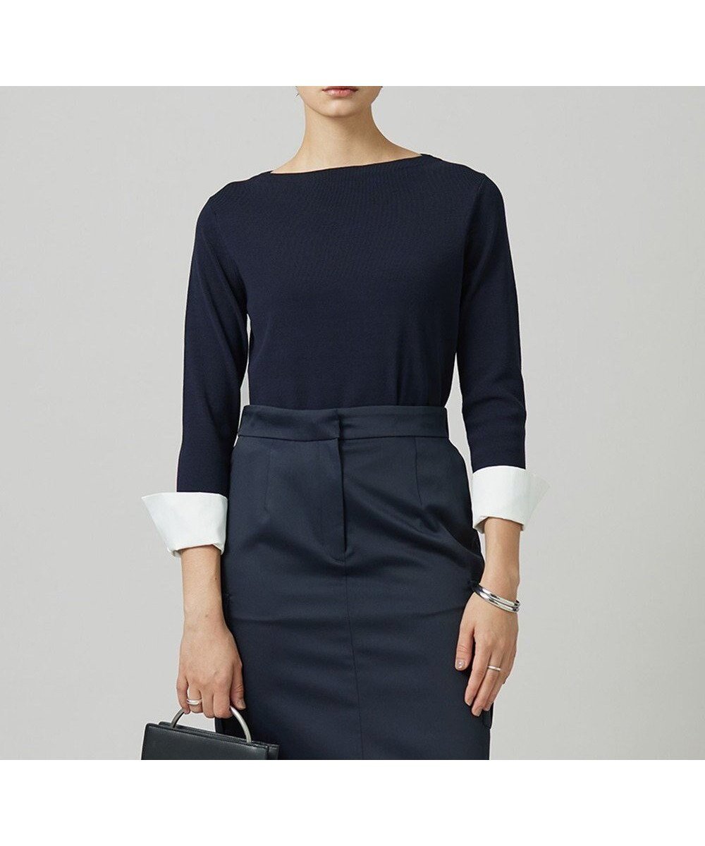 【アイシービー/iCB】の【洗える】 クロスコンビ デザインニットプルオーバー インテリア・キッズ・メンズ・レディースファッション・服の通販 founy(ファニー) 　ファッション　Fashion　レディースファッション　Fashion for Women　トップス・カットソー　Cut & Sew Tops　ニット　Knit Tops & Sweaters　カジュアルプルオーバー・ニットトップス　Pullovers & Knit Tops / Casual Pullovers　洗える　Machine Washable　カフス　Cuff Design　クラシカル　Classical, Vintage-Inspired　コンパクト　Compact, Small Size　コンビ　Combo, Combination Style　シンプル　Simple, Minimal　ジャケット　Jacket, Outerwear　ストレッチ　Stretch, Stretchy Fabric　セーター　Sweater, Knitwear　ツイル　Twist, Twisted Detail　ブルゾン　Blouson, Bomber Jacket　モダン　Modern, Contemporary　A/W・秋冬　Autumn/Winter　おすすめ　Recommended / Our Picks　2024年　2024　2024-2025秋冬・A/W　Autumn/Winter 2024–25 AW24–25　ネイビー系|ID: prp329100004625522 ipo3291000000036293371