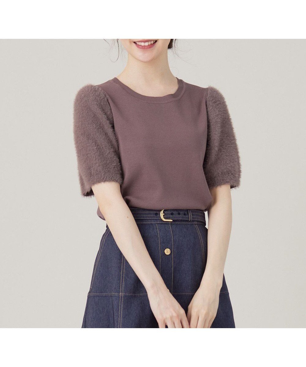 【エニィ スィス/any SiS】の【洗える】シャギースリーブ ニット インテリア・キッズ・メンズ・レディースファッション・服の通販 founy(ファニー) 　ファッション　Fashion　レディースファッション　Fashion for Women　トップス・カットソー　Cut & Sew Tops　ニット　Knit Tops & Sweaters　セーター　Sweater, Knitwear　フェザー　Feather, Feather Detail　エレガント 上品　Elegant　洗える　Machine Washable　A/W・秋冬　Autumn/Winter　モカ|ID: prp329100004625523 ipo3291000000034706850