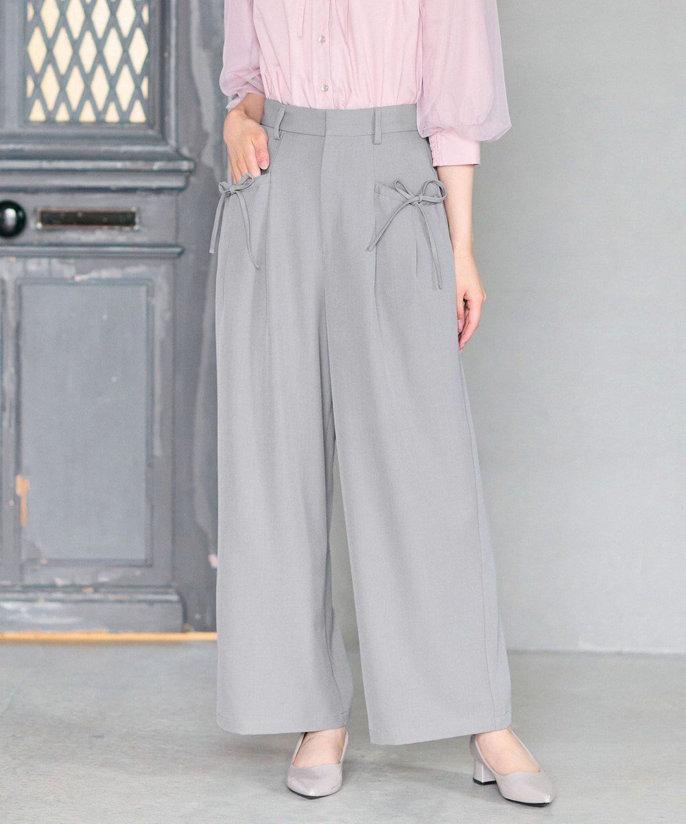 【フェルゥ/Feroux】のリボンディテール セミワイドパンツ 人気、トレンドファッション・服の通販 founy(ファニー) 　ファッション　Fashion　レディースファッション　Fashion for Women　パンツ　Pants & Trousers　おすすめ　Recommended / Our Picks　ジャケット　Jacket, Outerwear　フェミニン　Feminine, Girly　フロント　Front, Front Design　ベーシック　Basic, Essential　ポケット　Pocket, Pocket Detail　リブニット　Rib Knit, Ribbed Knit　リボン　Ribbon, Bow　 other-1|ID: prp329100004625654 ipo3291000000033235499