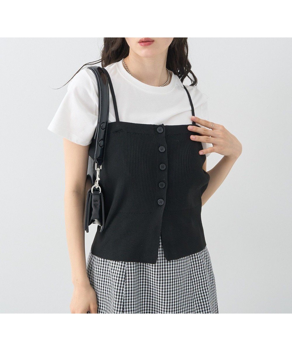 【アースミュージックアンドエコロジー/earth music&ecology】のSET2点コンパクトTEE+マルチwayニットビスチ インテリア・キッズ・メンズ・レディースファッション・服の通販 founy(ファニー) 　ファッション　Fashion　レディースファッション　Fashion for Women　トップス・カットソー　Cut & Sew Tops　ニット　Knit Tops & Sweaters　シャツ・ブラウス・オフィスカジュアル　Elegant Blouses & Button-Ups　ロングTシャツ・Tシャツ　Longline T-Shirts & Tees　カットソー・ベーシックTシャツ　Cut-and-Sewn Tops / Stretch Tees & Basics　おすすめ　Recommended / Our Picks　アンサンブル　Ensemble Set　カットソー　Cut and Sewn Top　コンパクト　Compact, Small Size　シンプル　Simple, Minimal　ビスチェ　Bustier, Corset Top　ポケット　Pocket, Pocket Detail　A/W・秋冬　Autumn/Winter　Black|ID: prp329100004625663 ipo3291000000033309833