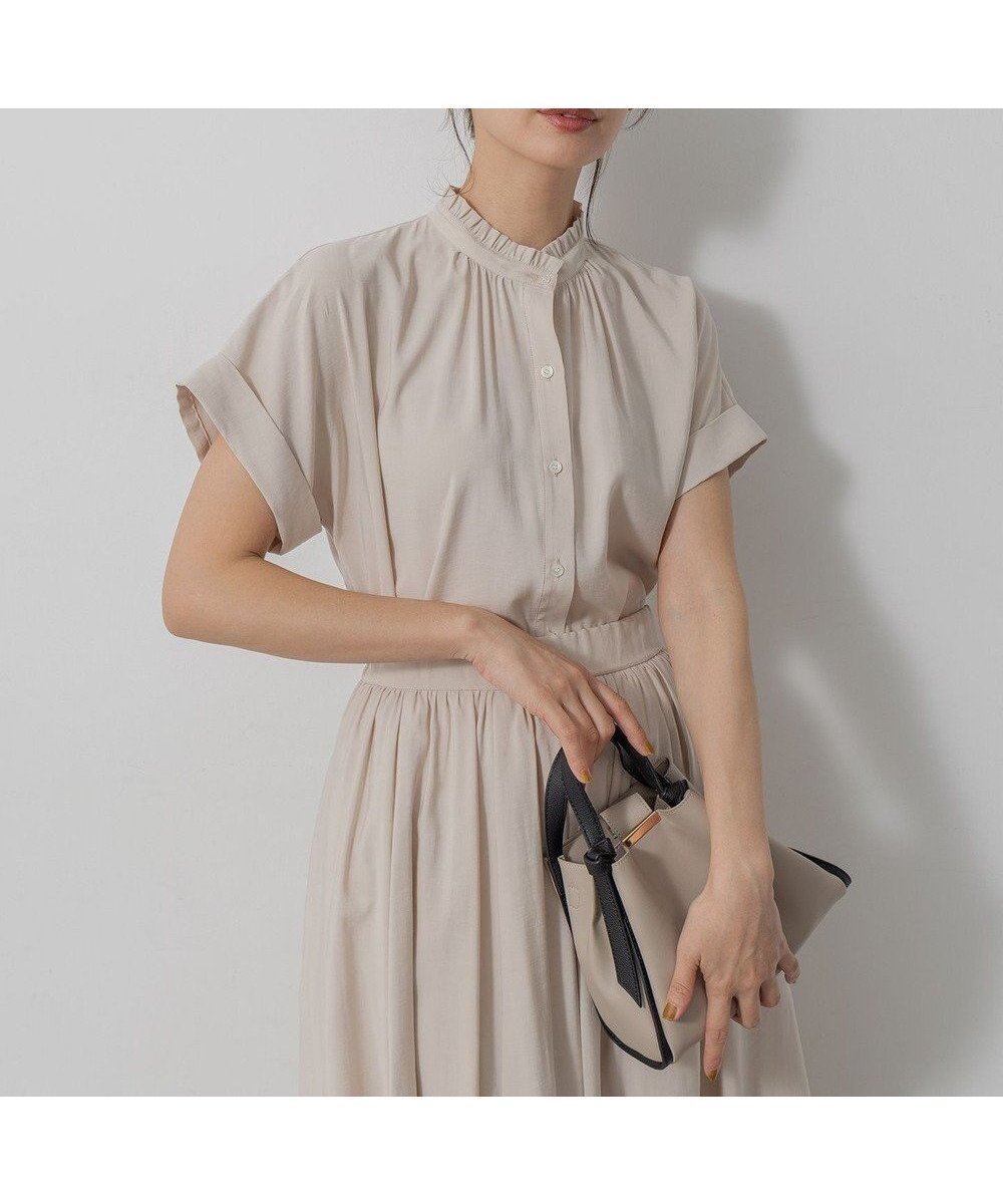 【組曲/KUMIKYOKU】のバウンディングシャーティング バンドカラーフリル ブラウス インテリア・キッズ・メンズ・レディースファッション・服の通販 founy(ファニー) ファッション Fashion レディースファッション Fashion for Women トップス・カットソー Cut & Sew Tops シャツ・ブラウス・オフィスカジュアル Elegant Blouses & Button-Ups ヴィンテージ Vintage Style キャミワンピース Cami Dress, Slip Dress ギャザー Gathered, Ruffled セットアップ Set-Up, Coordinated Outfit デニム Denim, Jeans Material ドレープ Drape, Draping Fabric 長袖 Long Sleeve, Full Sleeve フェミニン Feminine, Girly フリル Frill, Ruffle A/W・秋冬 Autumn/Winter おすすめ Recommended / Our Picks エレガント 上品 Elegant アイボリー系|ID: prp329100004625675 ipo3291000000033943664